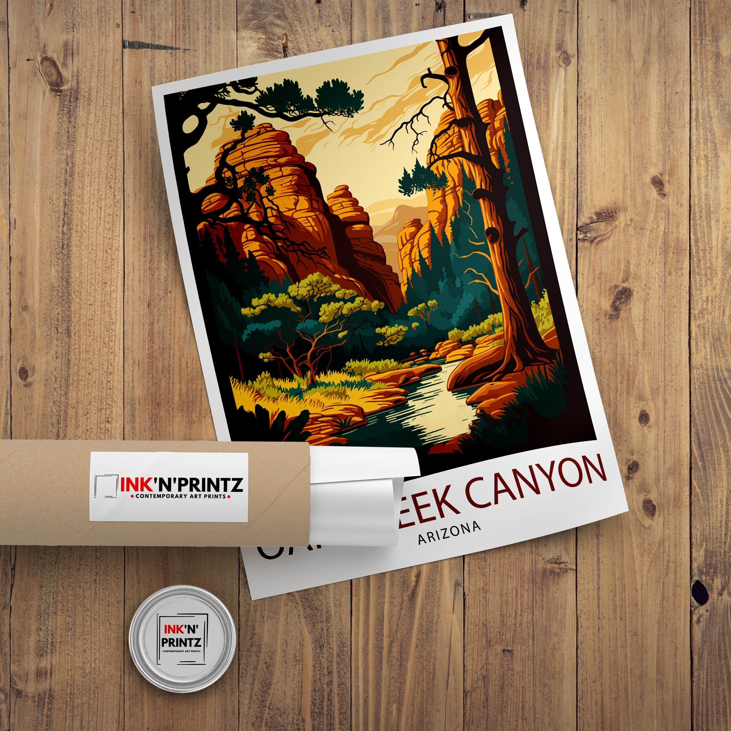 Oak Creek Arizona Travel Print| Oak Creek Wall Decor Oak Creek Poster Arizona Travel Prints Oak Creek Art Print Oak Creek Illustration Oak