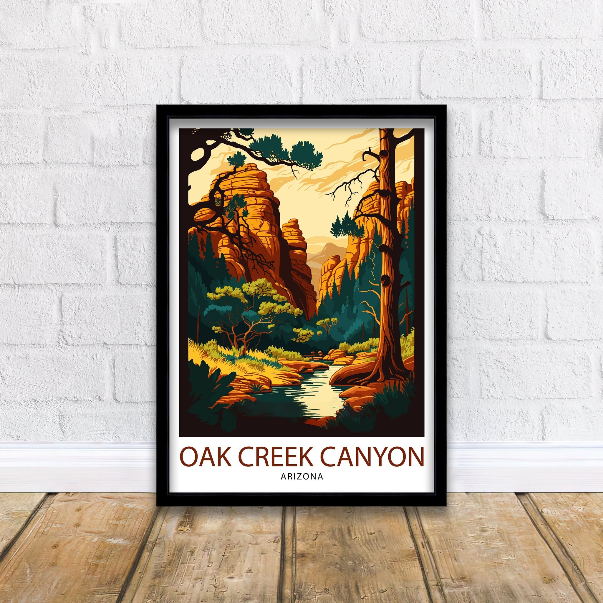 Oak Creek Arizona Travel Print| Oak Creek Wall Decor Oak Creek Poster Arizona Travel Prints Oak Creek Art Print Oak Creek Illustration Oak