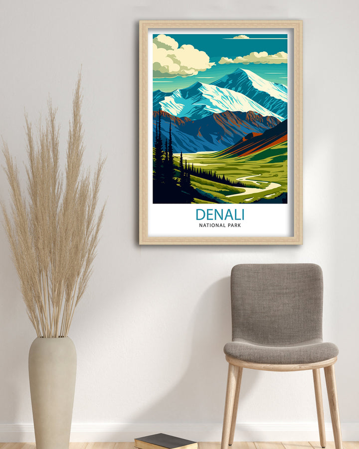 Denali National Park Alaska Travel Poster Denali