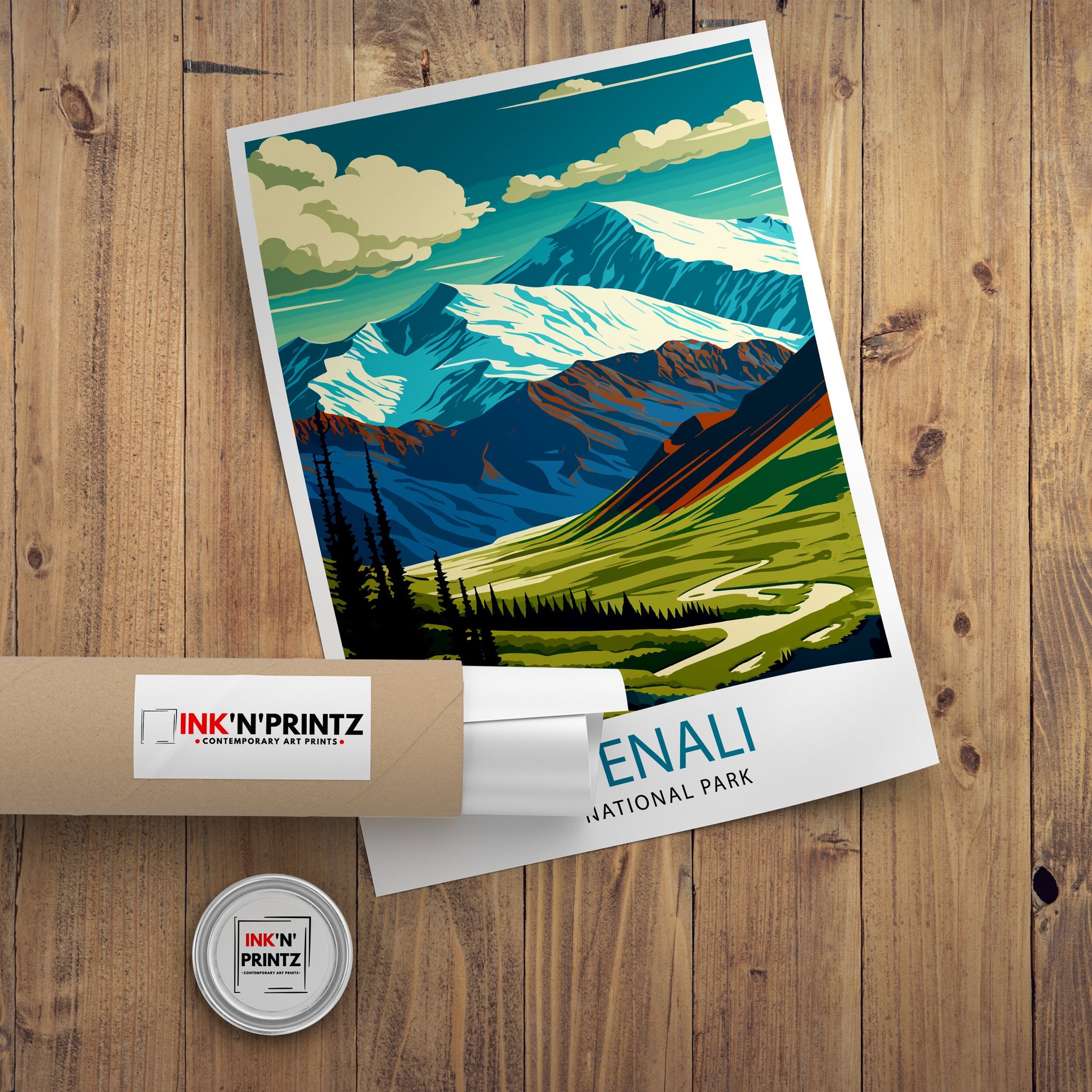 Denali National Park Alaska Travel Print Denali Wall Decor Denali Poster Alaska Travel Prints Denali Art Print Denali Illustration