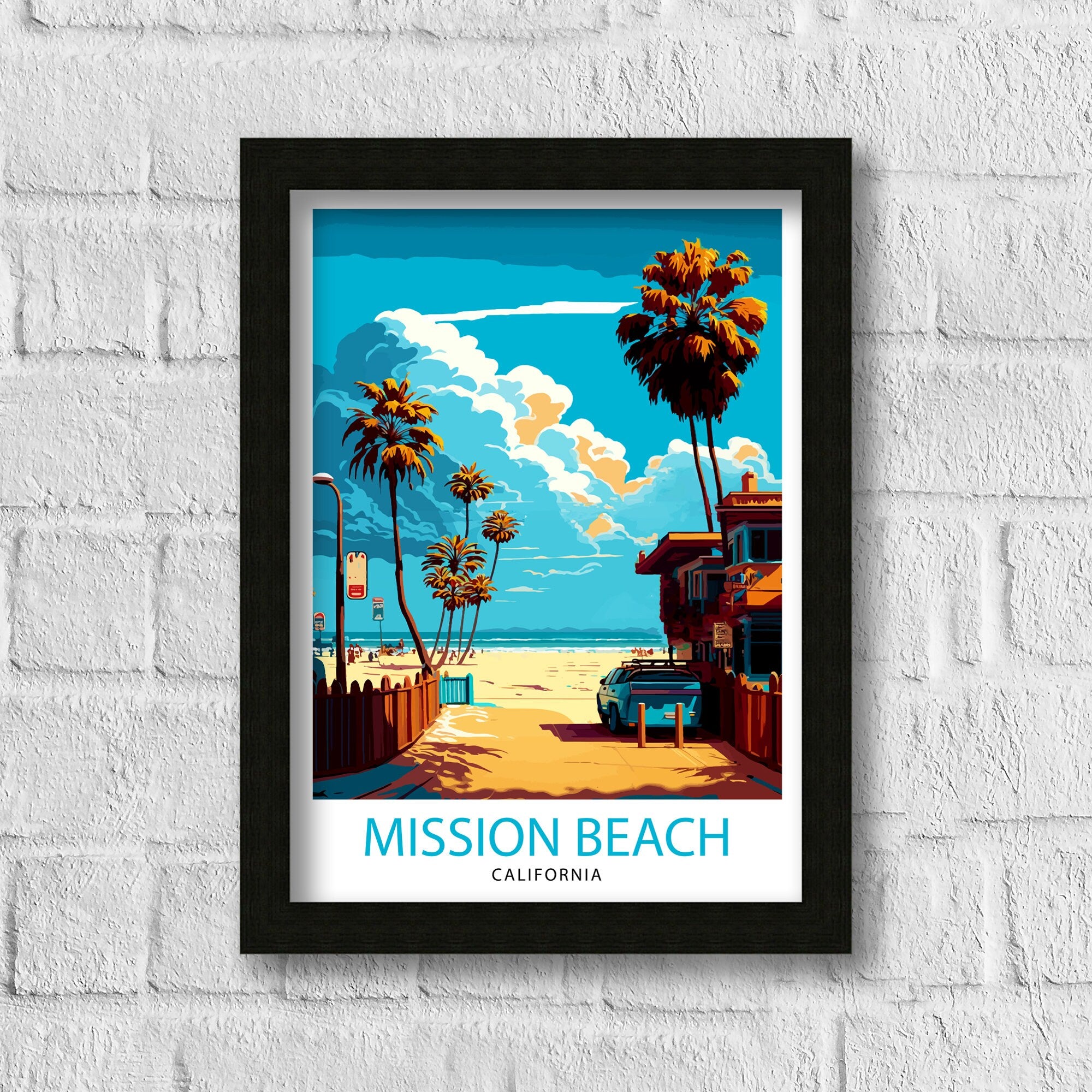 Mission Beach California Travel Print| Mission Beach Wall Art Mission Beach Home Decor Travel Poster Gift For Mission Beach California Wall
