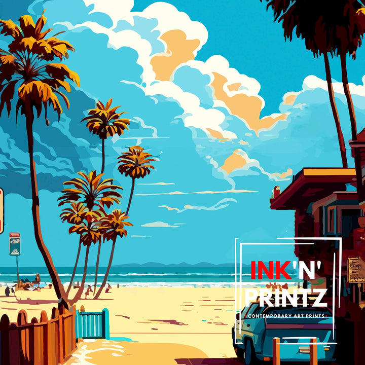 Mission Beach California Travel Poster