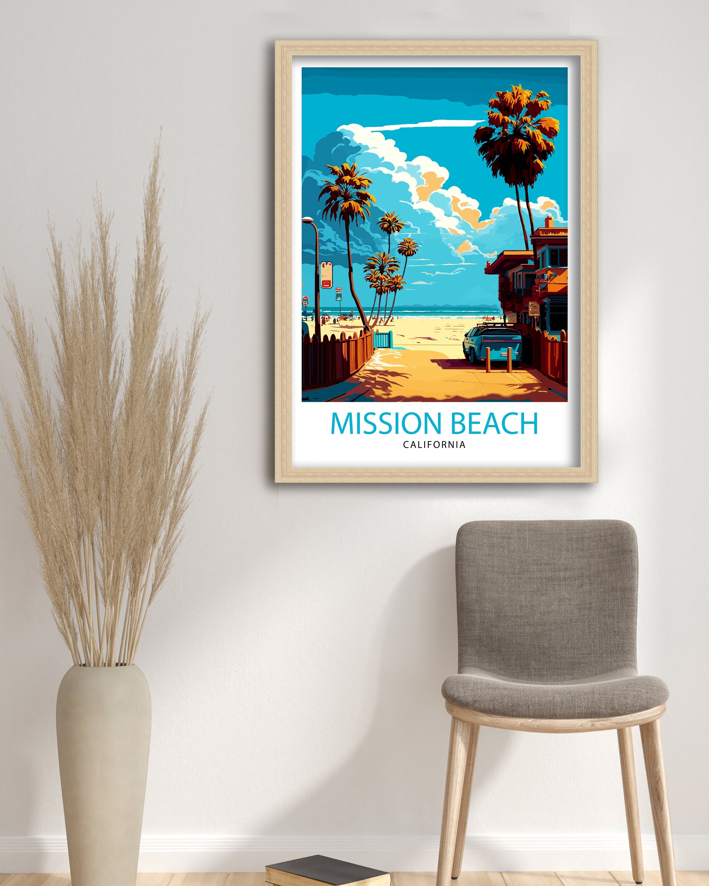 Mission Beach California Travel Print| Mission Beach Wall Art Mission Beach Home Decor Travel Poster Gift For Mission Beach California Wall