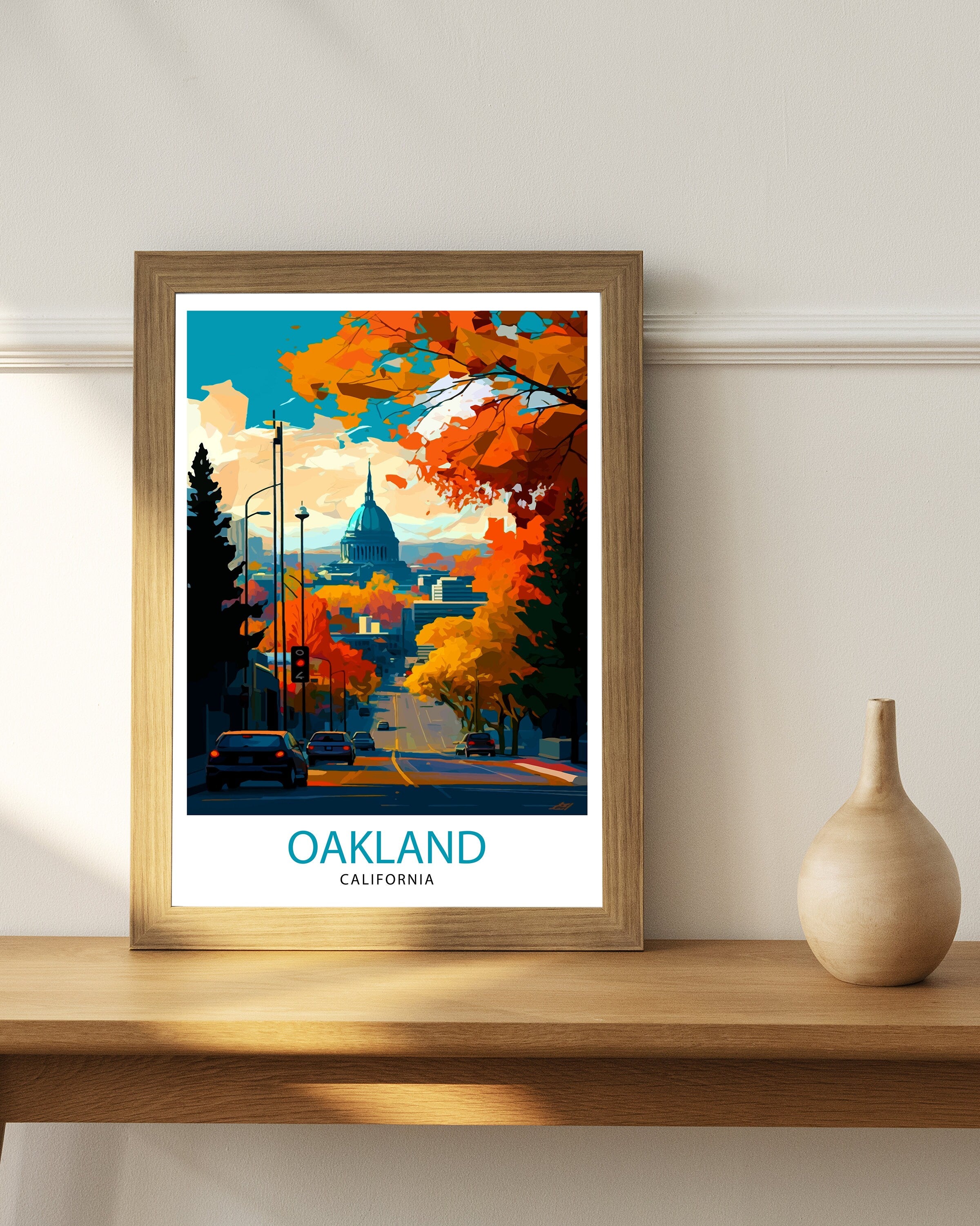 Oakland California Cityscape Art Print | Travel Poster