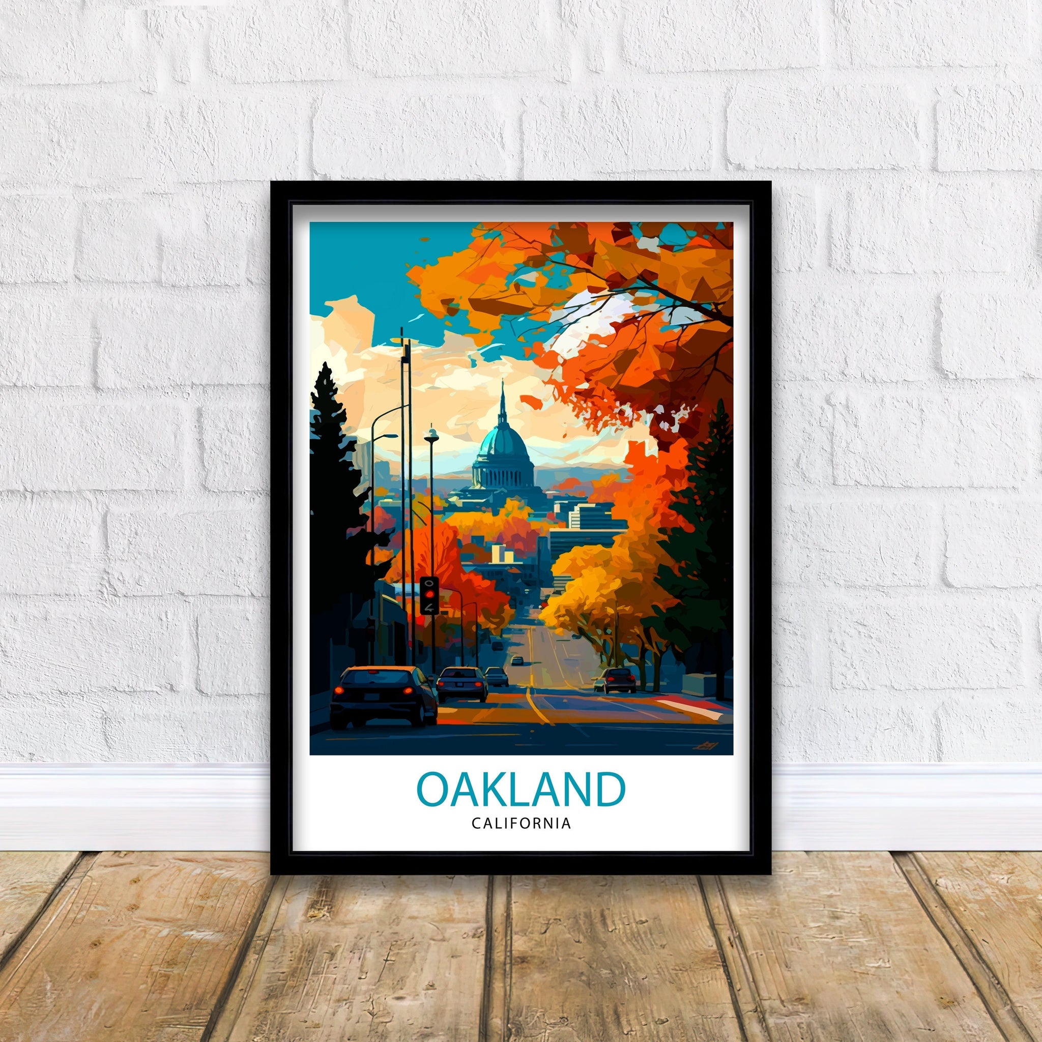 Oakland California Cityscape Art Print | Travel Poster
