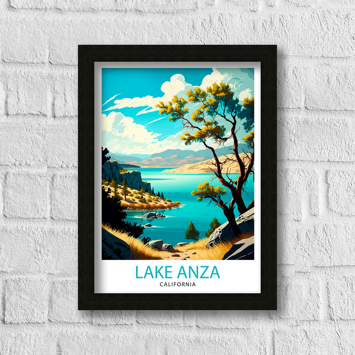 Lake Anza California Travel Print| Lake Anza Wall Art California Home Decor Lake Anza Illustration Travel Poster Gift for California Lovers