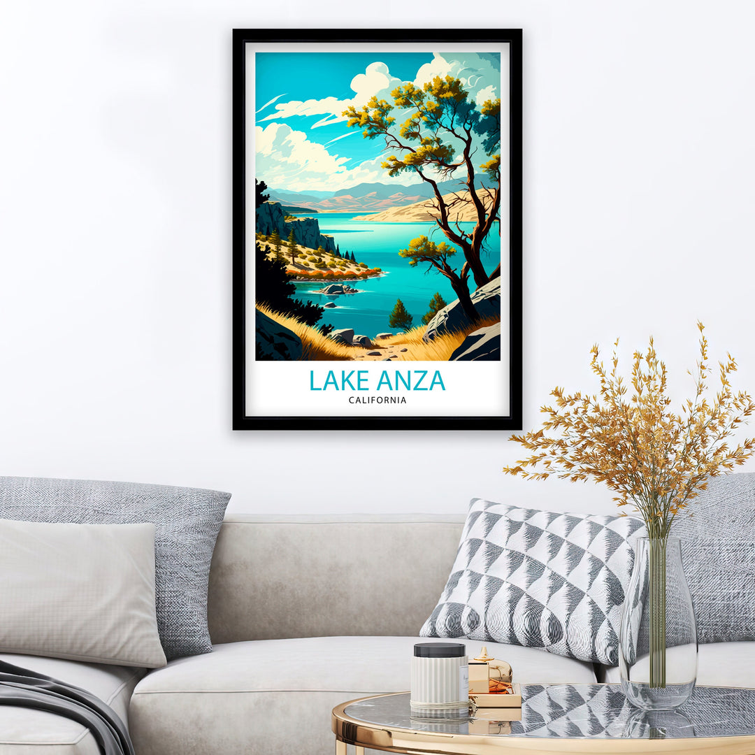 Lake Anza California Travel Print| Lake Anza Wall Art California Home Decor Lake Anza Illustration Travel Poster Gift for California Lovers