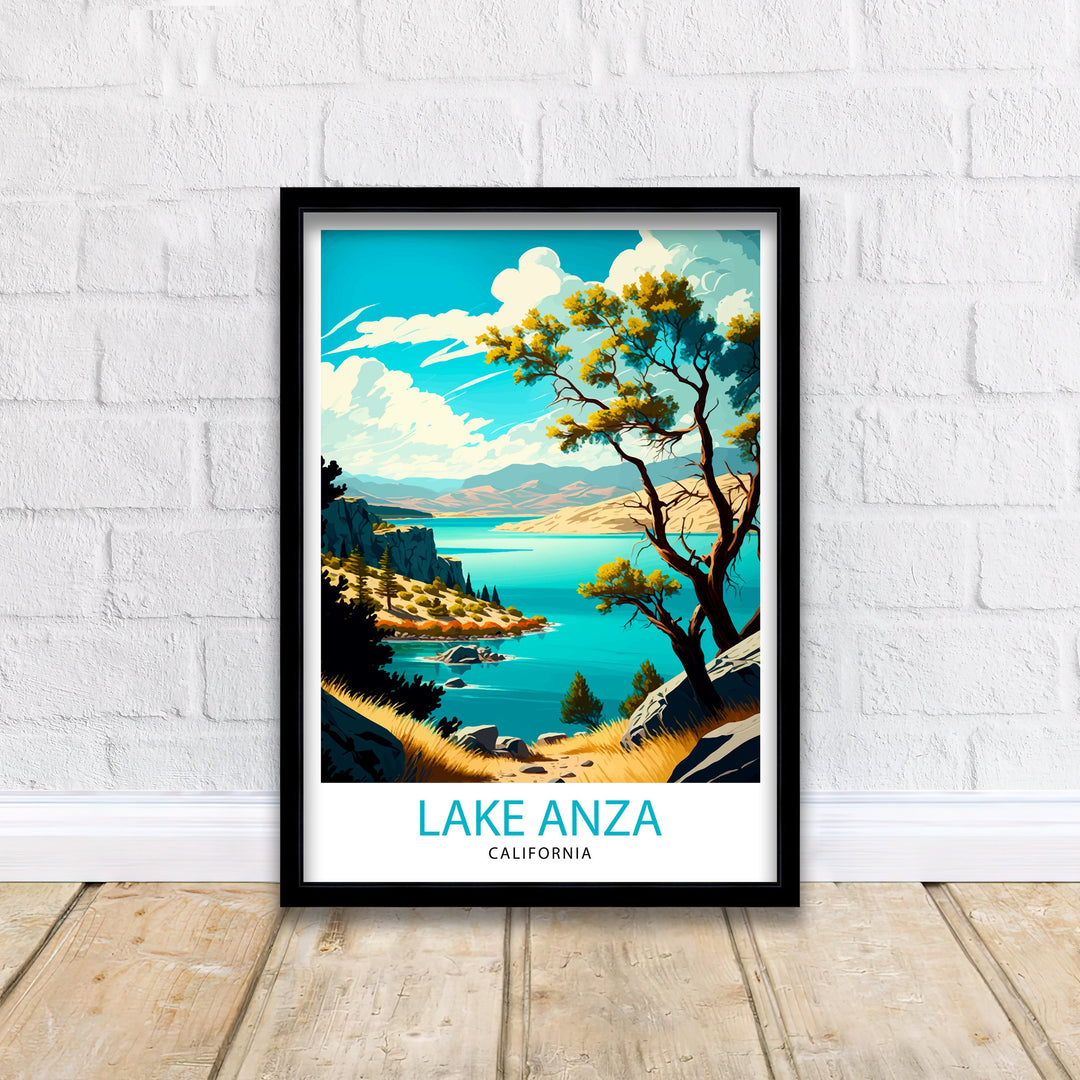 Lake Anza California Travel Print| Lake Anza Wall Art California Home Decor Lake Anza Illustration Travel Poster Gift for California Lovers