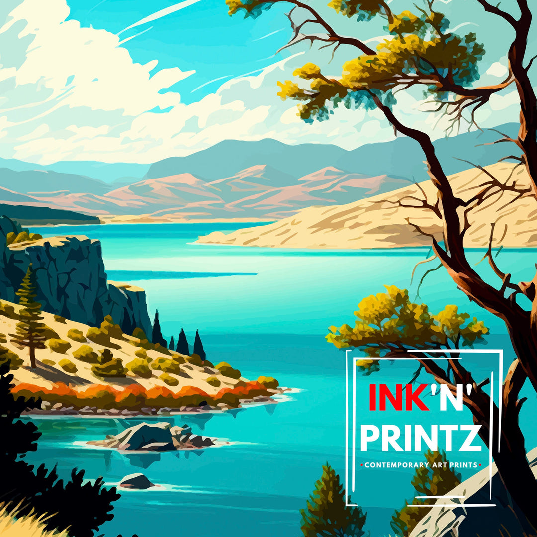 Lake Anza California Travel Print| Lake Anza Wall Art California Home Decor Lake Anza Illustration Travel Poster Gift for California Lovers
