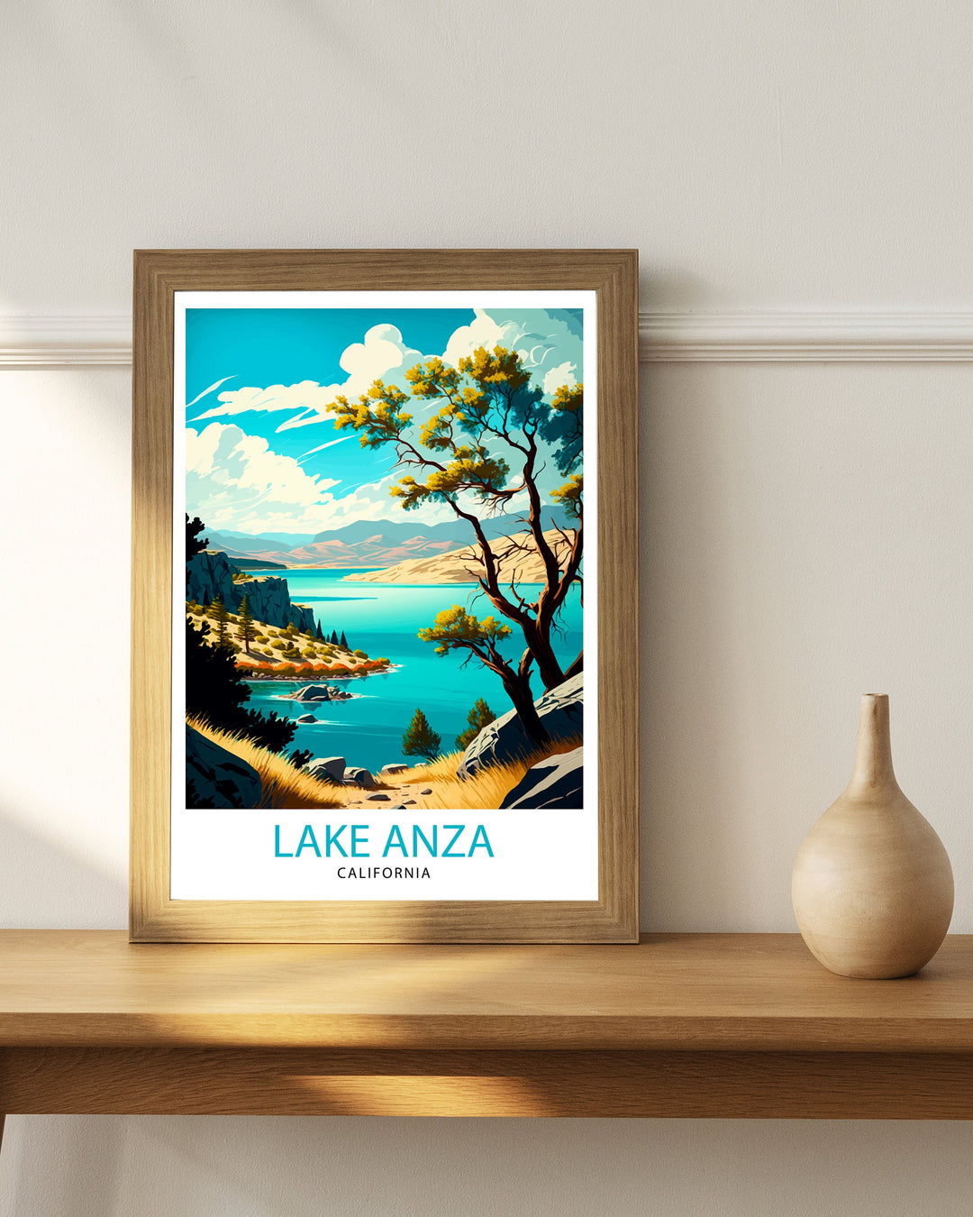 Lake Anza California Travel Print| Lake Anza Wall Art California Home Decor Lake Anza Illustration Travel Poster Gift for California Lovers