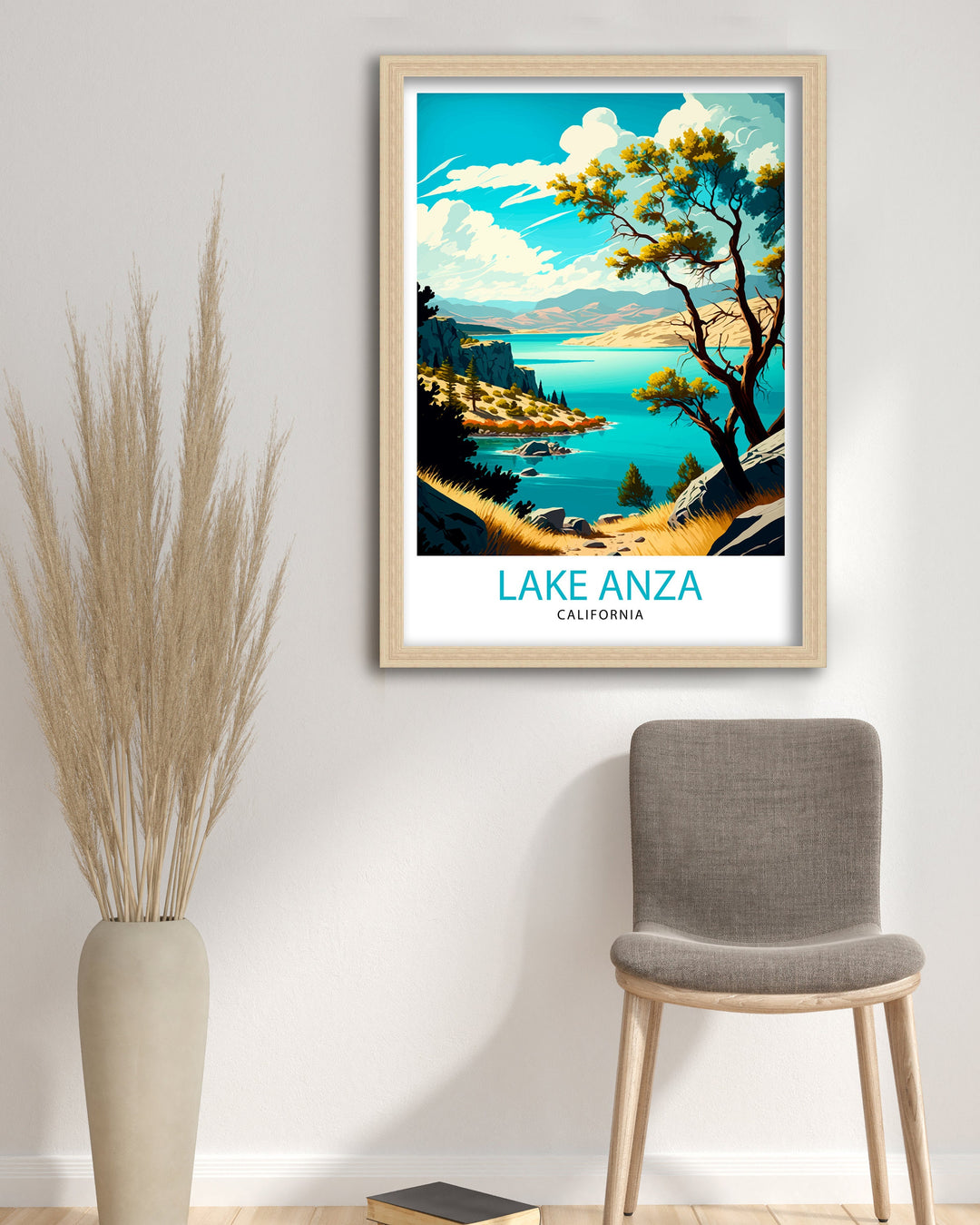Lake Anza California Travel Print| Lake Anza Wall Art California Home Decor Lake Anza Illustration Travel Poster Gift for California Lovers