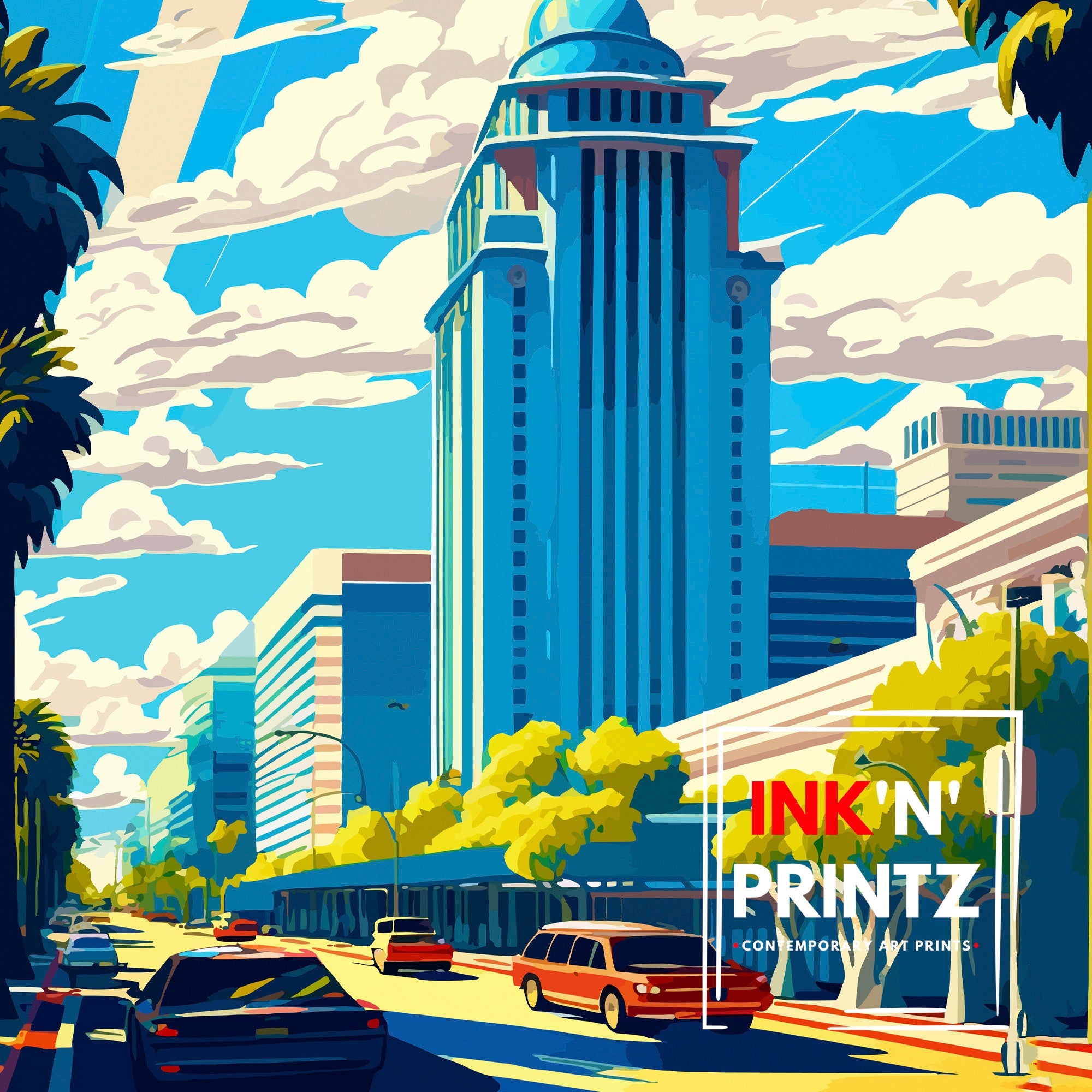 Sacramento Travel Print| Sacramento Wall Art Sacramento Cityscape Illustration California Travel Poster Sacramento Gift