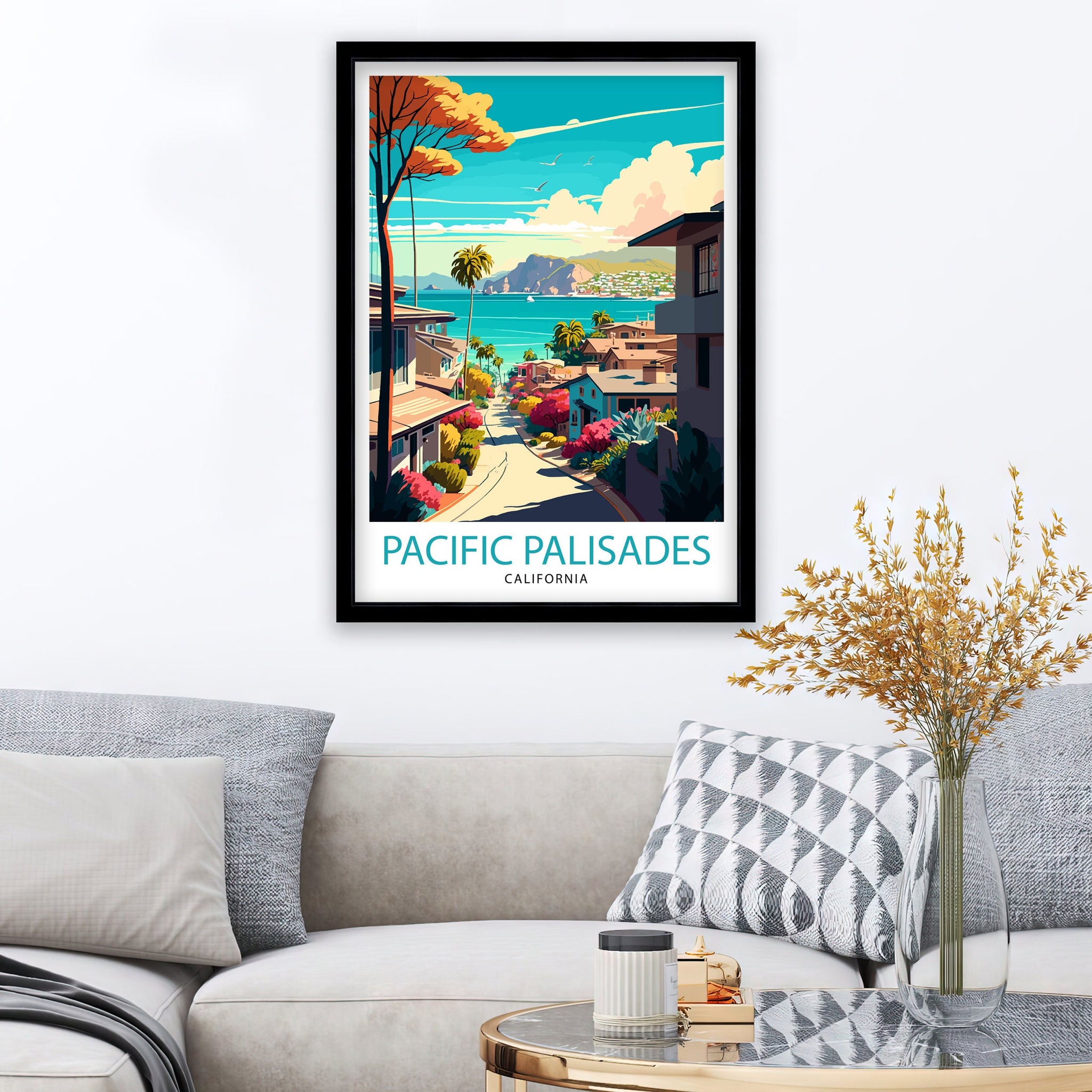 Pacific Palisades Travel Print| California Wall Decor Pacific Palisades Art Print Travel Poster Pacific Palisades Home Decor