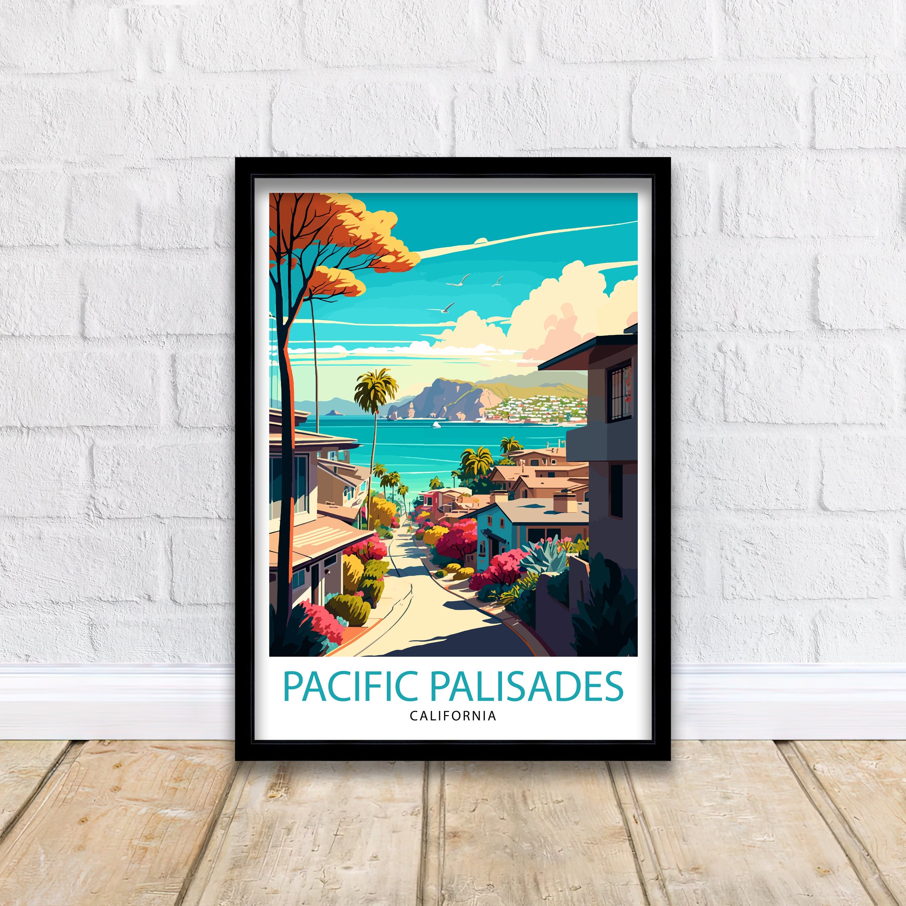 Pacific Palisades Travel Print| California Wall Decor Pacific Palisades Art Print Travel Poster Pacific Palisades Home Decor