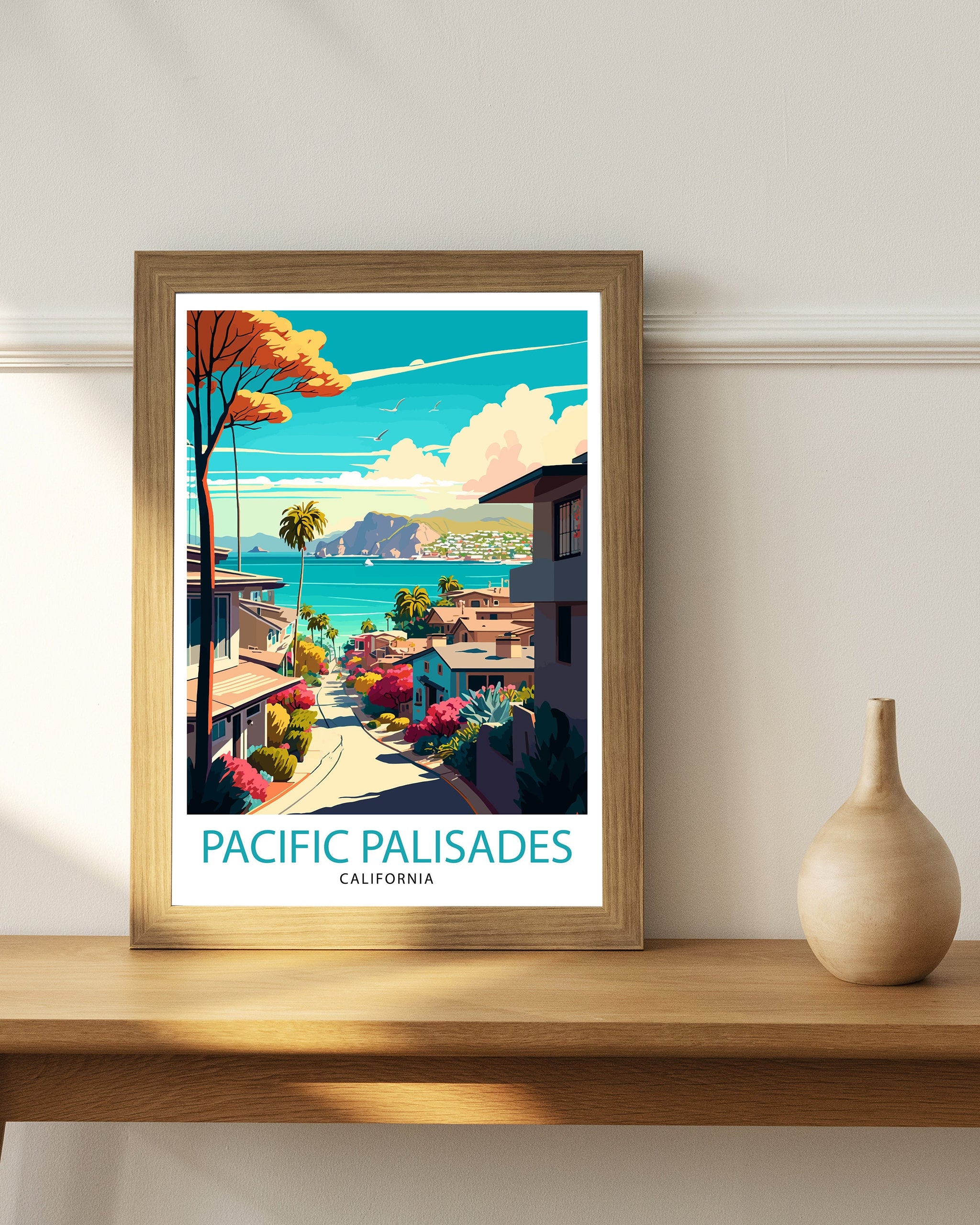 Pacific Palisades Travel Print| California Wall Decor Pacific Palisades Art Print Travel Poster Pacific Palisades Home Decor