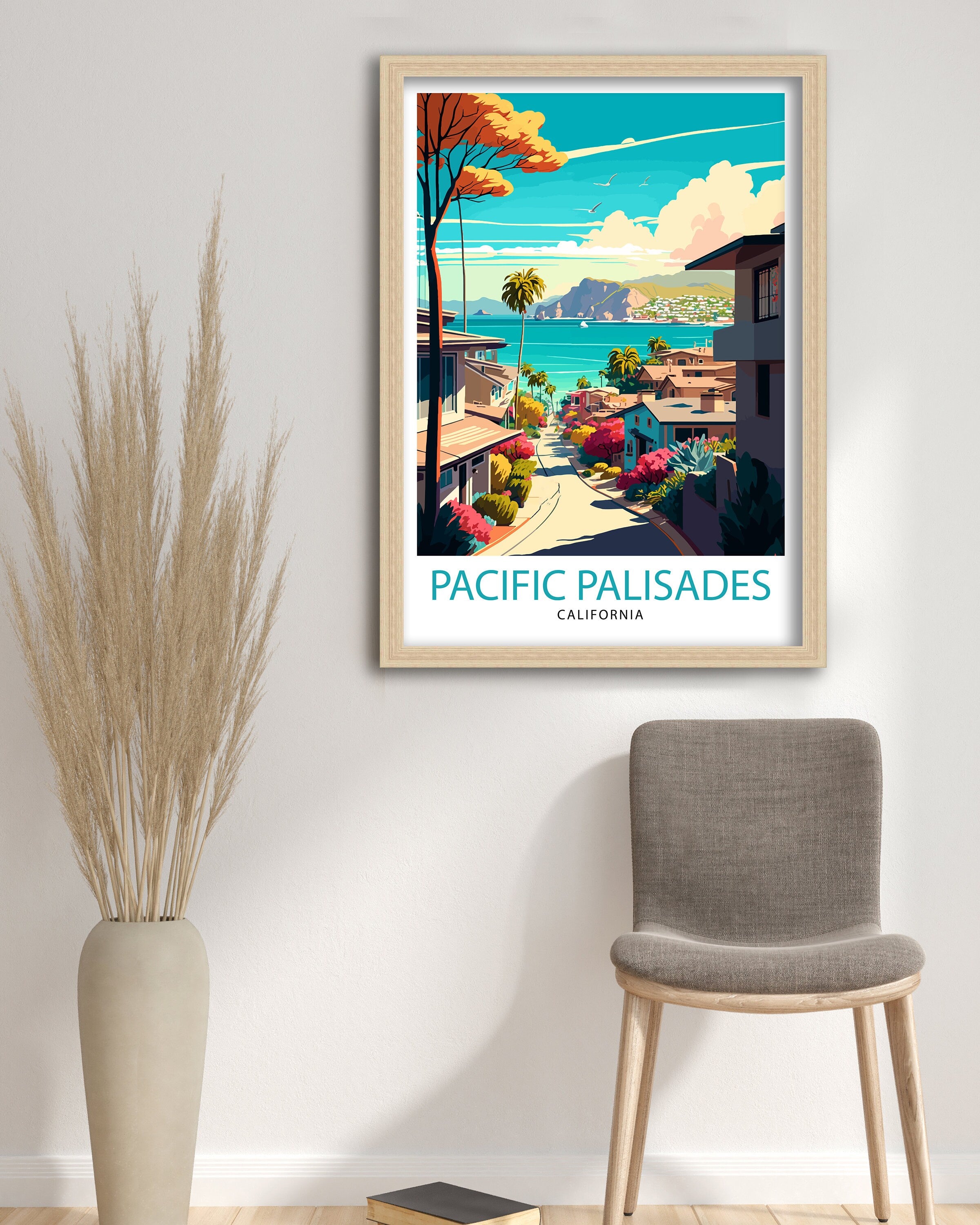 Pacific Palisades Travel Print| California Wall Decor Pacific Palisades Art Print Travel Poster Pacific Palisades Home Decor