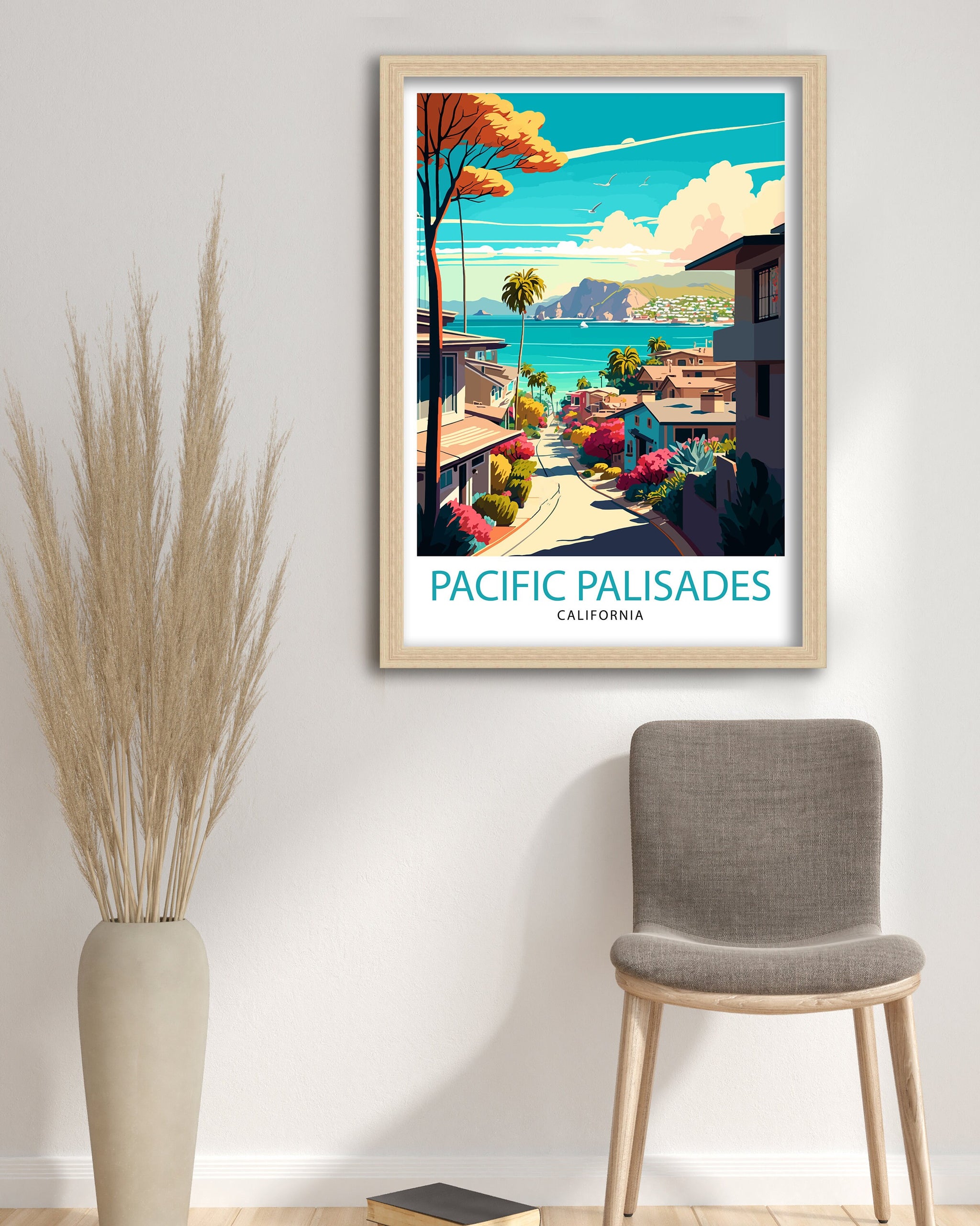 Pacific Palisades Travel Print| California Wall Decor Pacific Palisades Art Print Travel Poster Pacific Palisades Home Decor