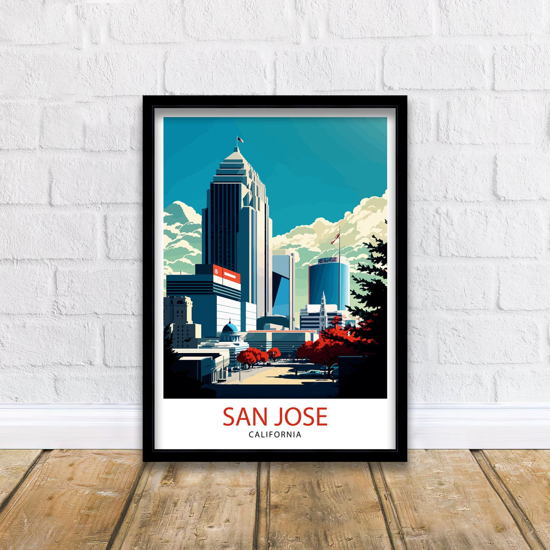 San Jose Travel Print| San Jose Wall Art San Jose California Illustration San Jose Travel Poster San Jose Home Decor San Jose Gift