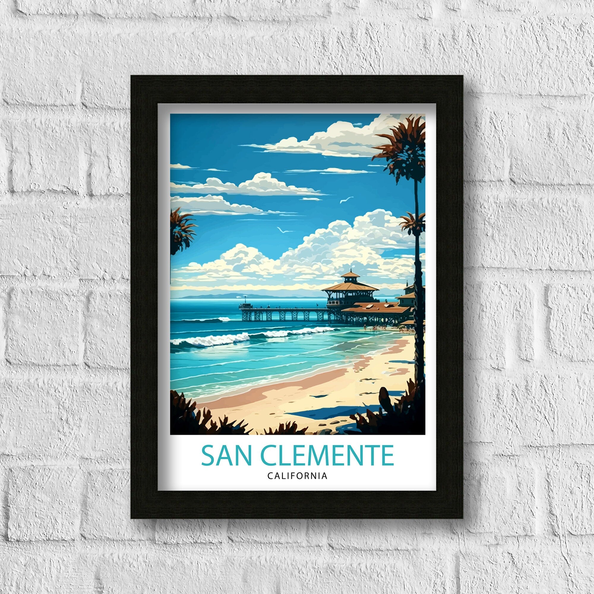San Clemente California Travel Print| San Clemente Wall Decor San Clemente Home Living Decor San Clemente Illustration Travel Poster Gift