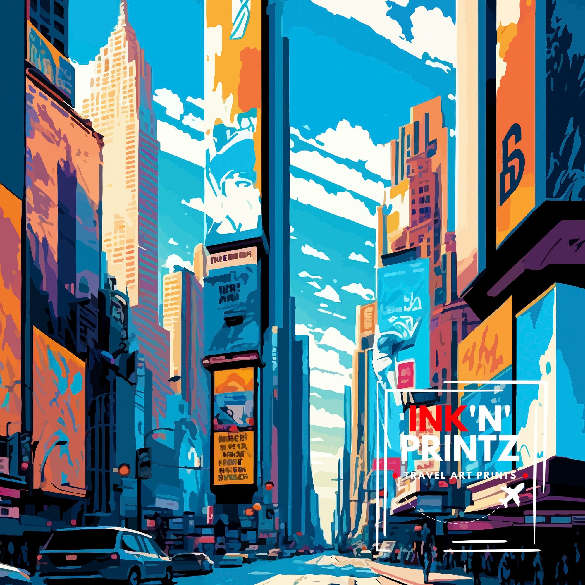 Time Square New York Travel Print| Time Square Wall Decor New York City Travel Poster Time Square Art Print Time Square