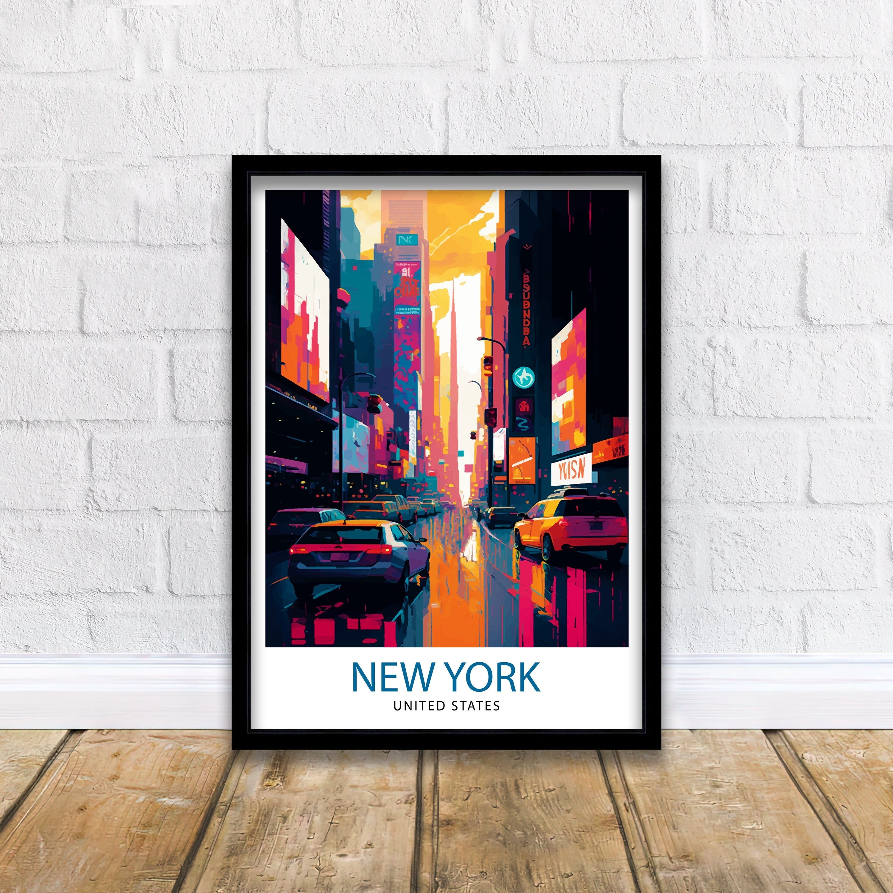 Time Square New York Travel Print| Time Square Wall Decor New York City Travel Poster Time Square Art Print Time Square