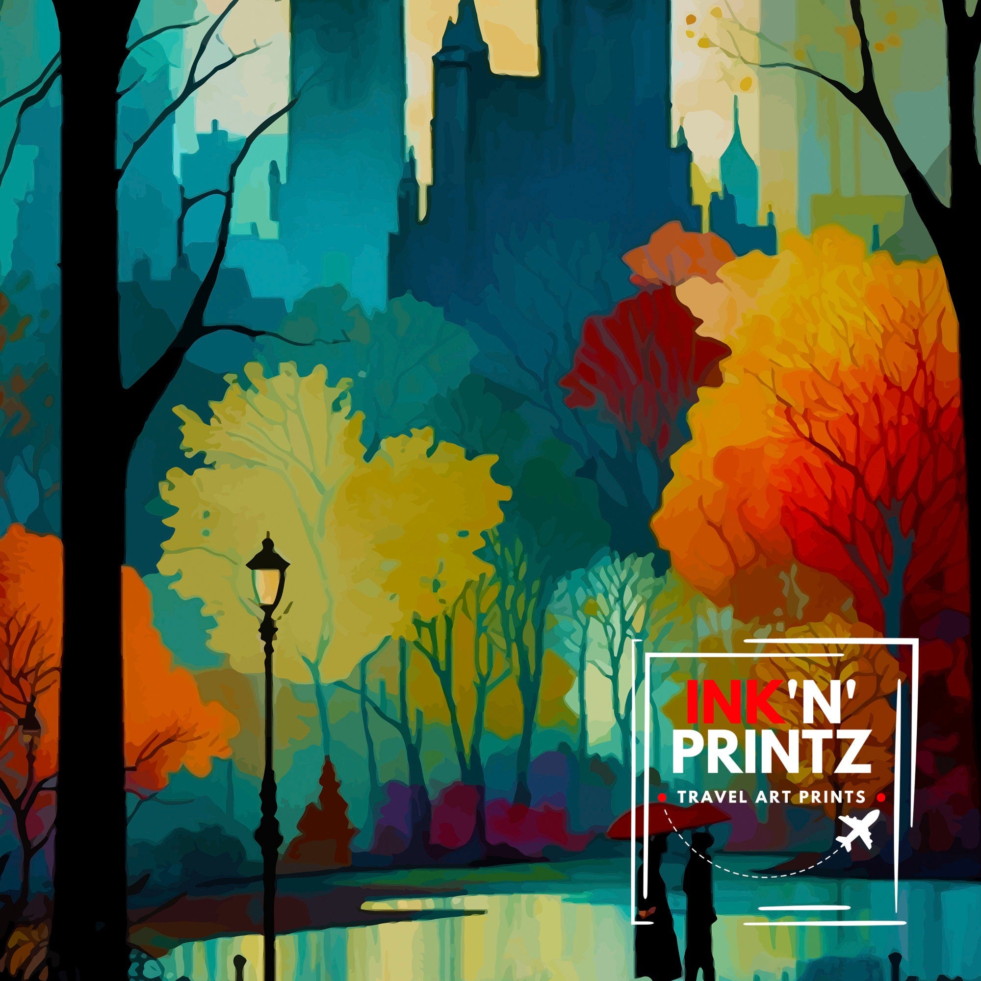 Central Park New York Travel Print| Central Park Wall Art New York City Decor Travel Poster Central Park Landscape Print