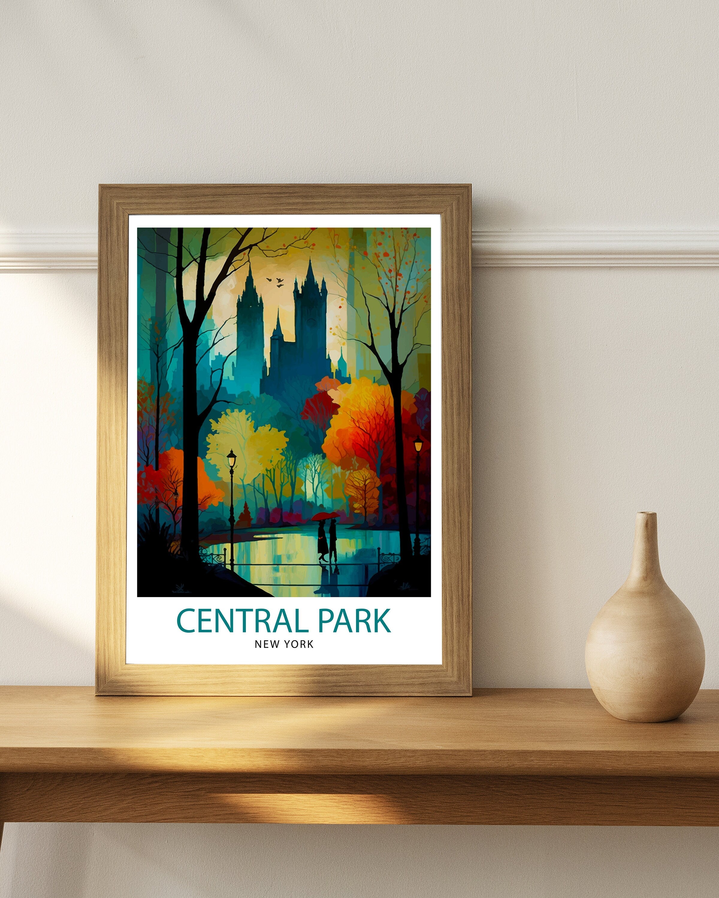 Central Park New York Travel Print| Central Park Wall Art New York City Decor Travel Poster Central Park Landscape Print