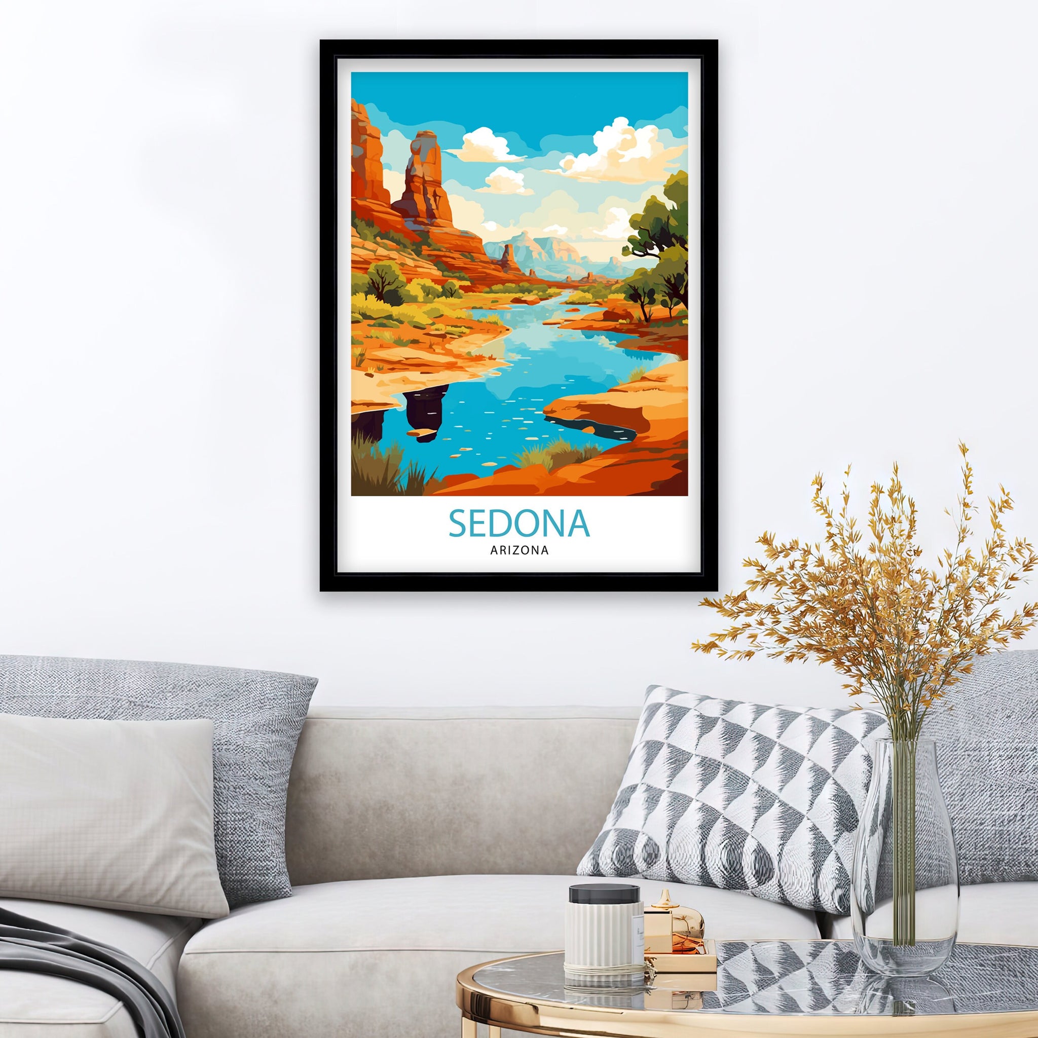 Sedona Arizona Travel Print| Sedona Wall Decor Sedona Home Living Decor Sedona Illustration Travel Poster Gift For Sedona Arizona Home Decor