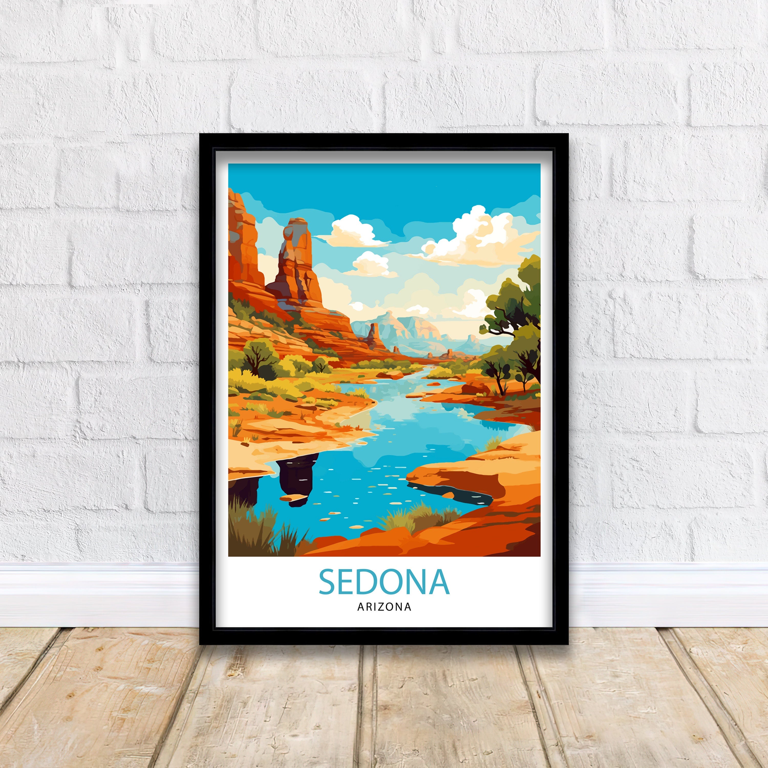 Sedona Arizona Travel Print| Sedona Wall Decor Sedona Home Living Decor Sedona Illustration Travel Poster Gift For Sedona Arizona Home Decor