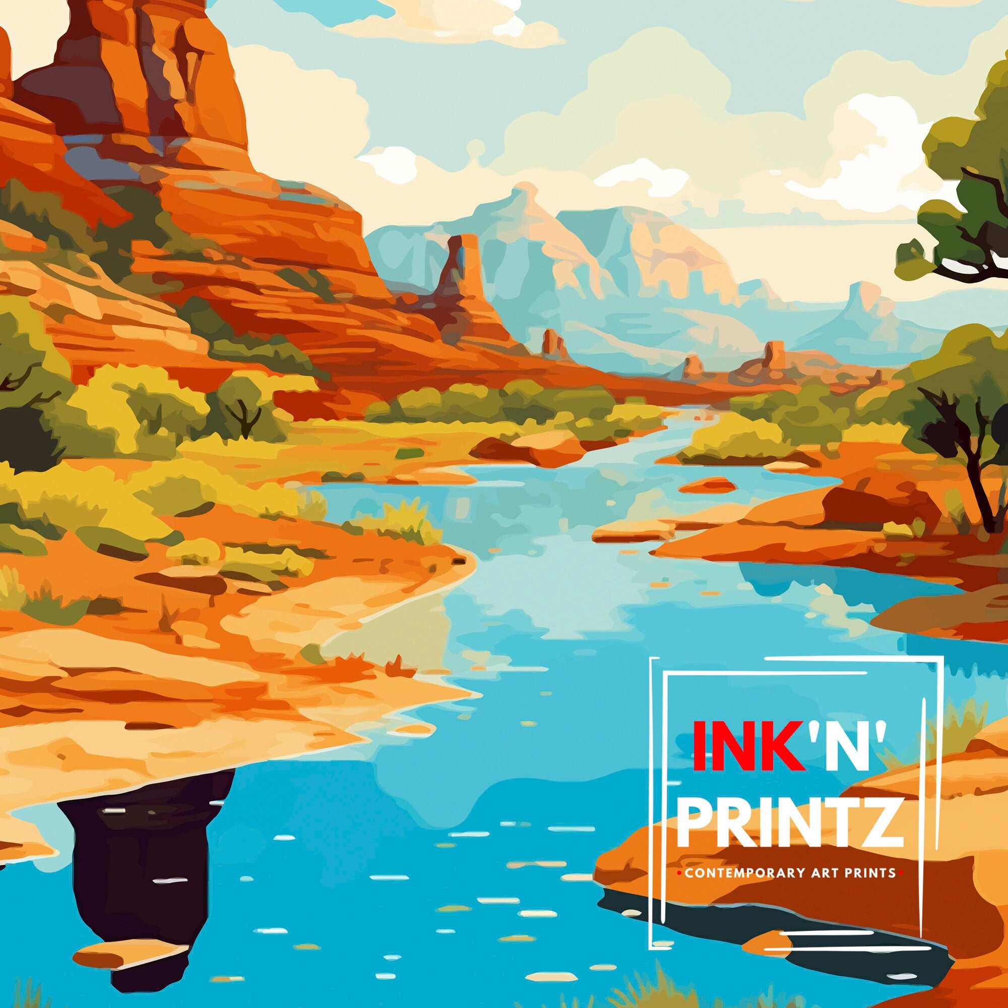 Sedona Arizona Travel Print| Sedona Wall Decor Sedona Home Living Decor Sedona Illustration Travel Poster Gift For Sedona Arizona Home Decor