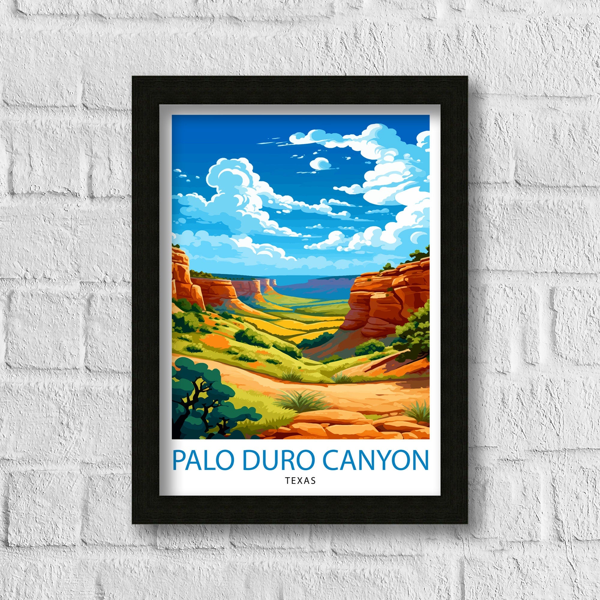 Palo Duro Canyon Texas Travel Print| Texas Wall Art Texas Home Decor Travel Poster Gift Texas Illustration
