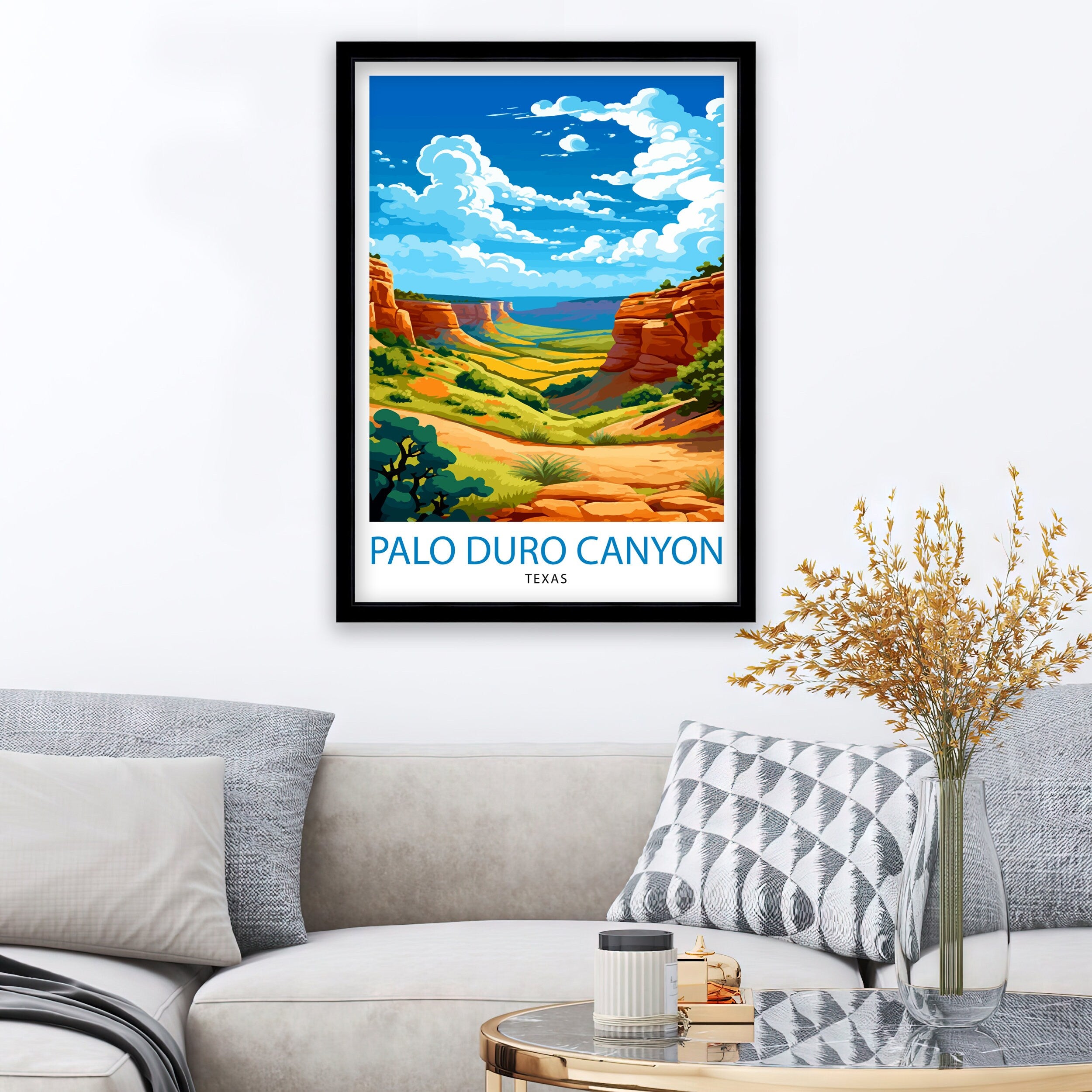 Palo Duro Canyon Texas Travel Print| Texas Wall Art Texas Home Decor Travel Poster Gift Texas Illustration