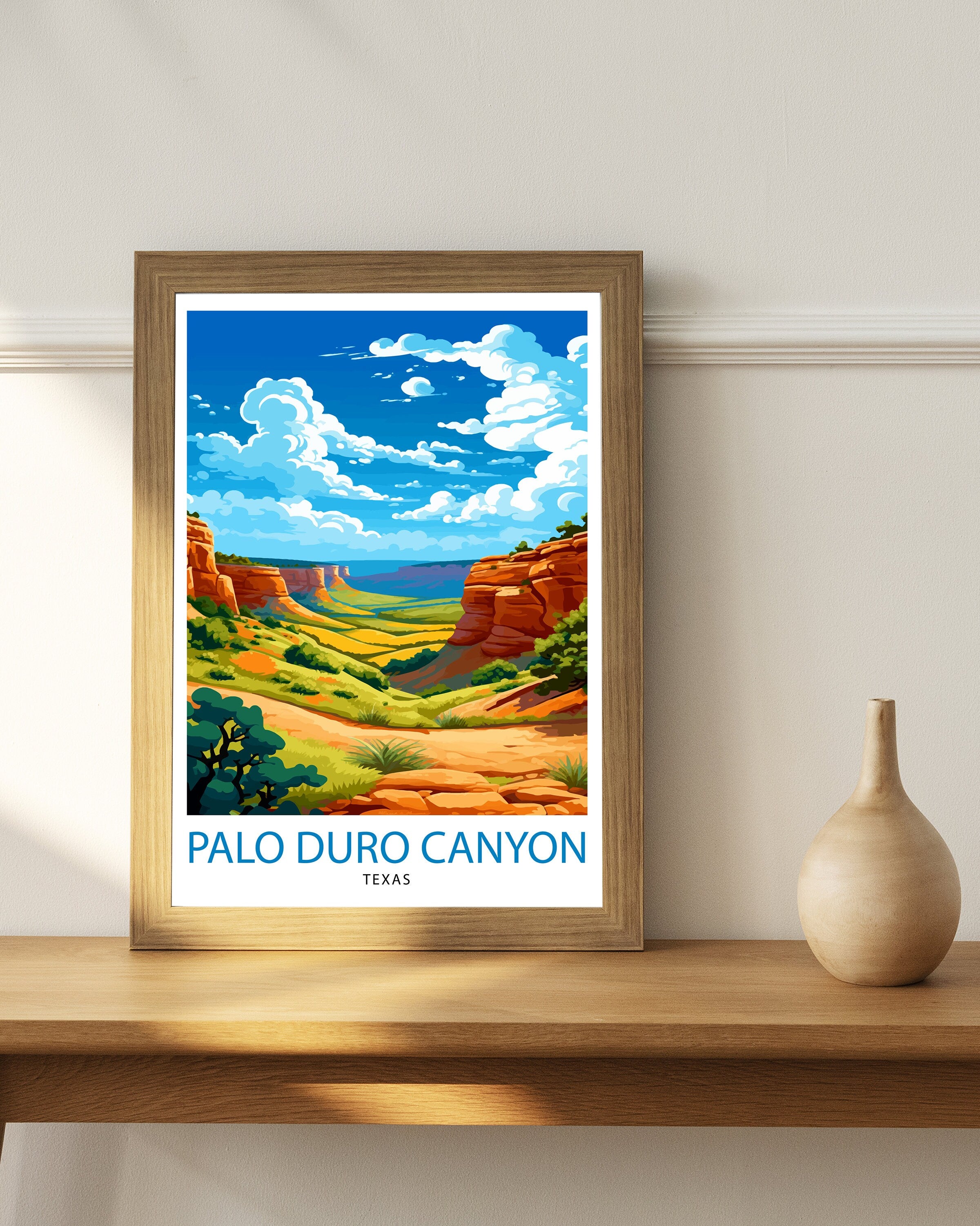 Palo Duro Canyon Texas Travel Print| Texas Wall Art Texas Home Decor Travel Poster Gift Texas Illustration