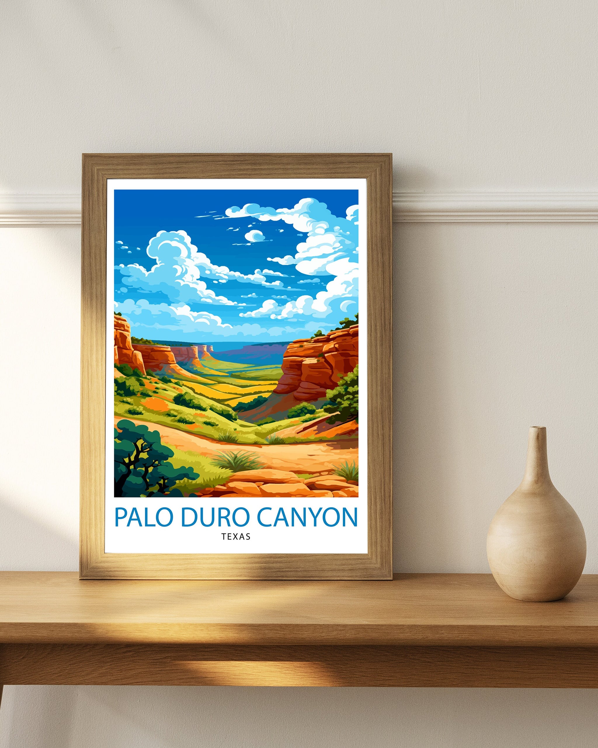 Palo Duro Canyon Texas Travel Print| Texas Wall Art Texas Home Decor Travel Poster Gift Texas Illustration