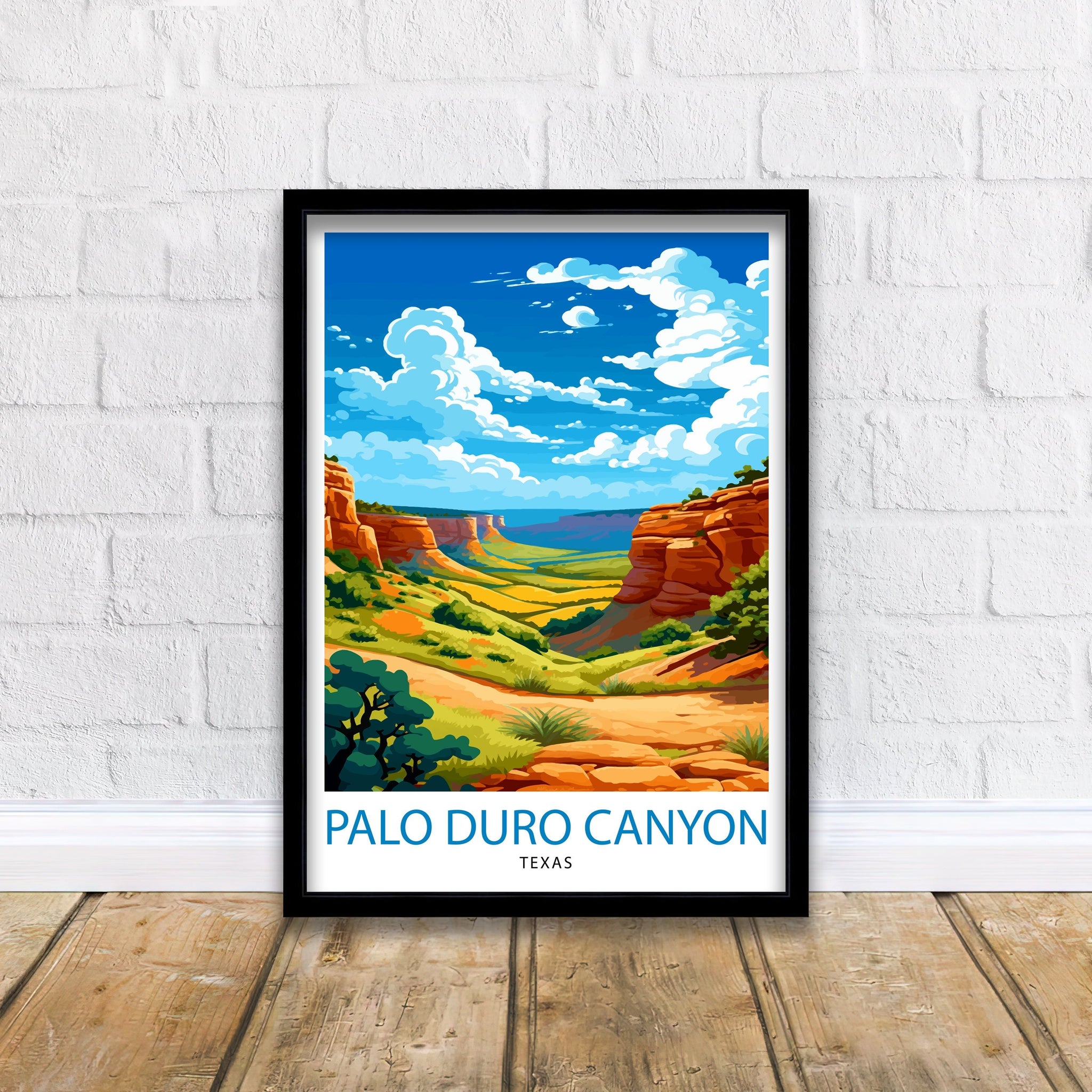 Palo Duro Canyon Texas Travel Print| Texas Wall Art Texas Home Decor Travel Poster Gift Texas Illustration