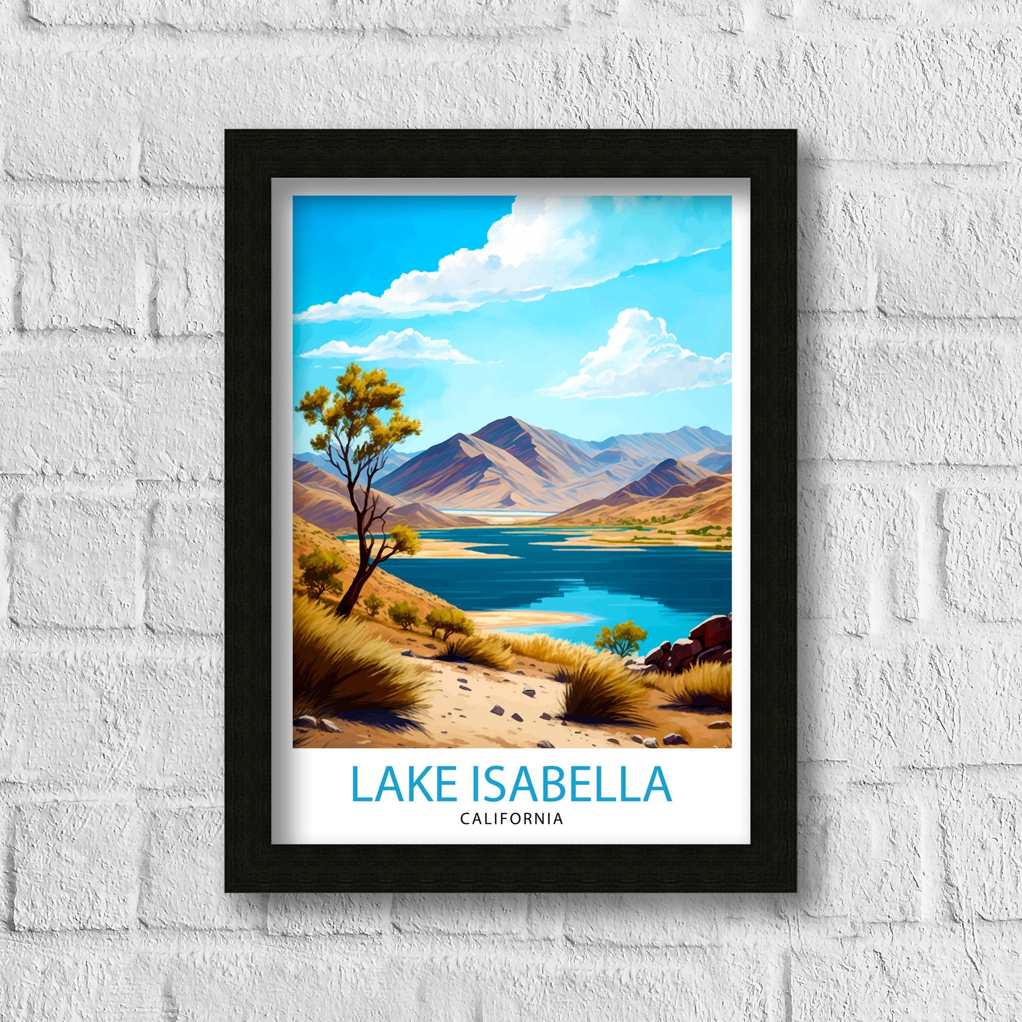 Lake Isabella California Travel Print| Lake Isabella Wall Decor Lake Isabella Home Living Decor California Illustration Travel Poster