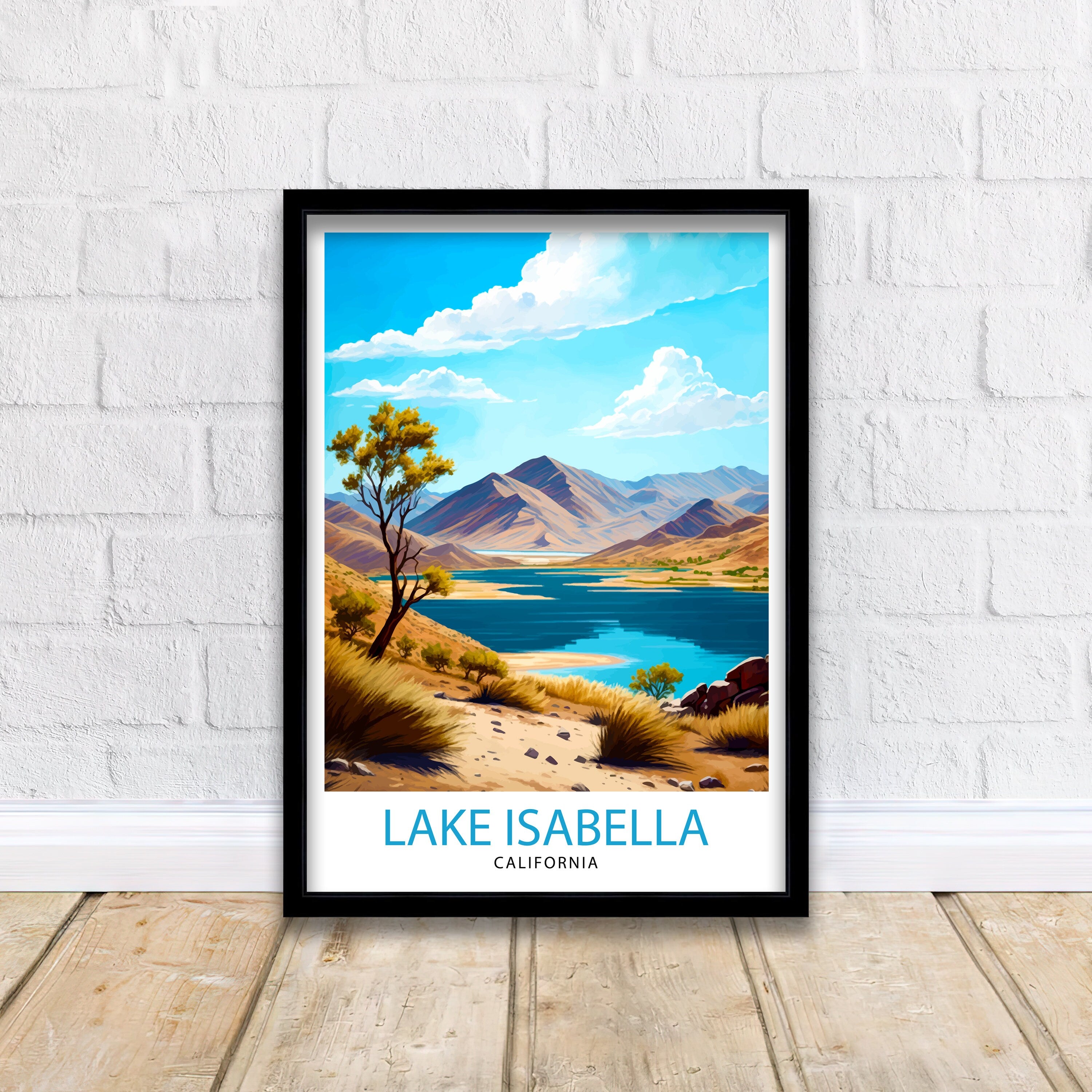 Lake Isabella California Travel Print| Lake Isabella Wall Decor Lake Isabella Home Living Decor California Illustration Travel Poster