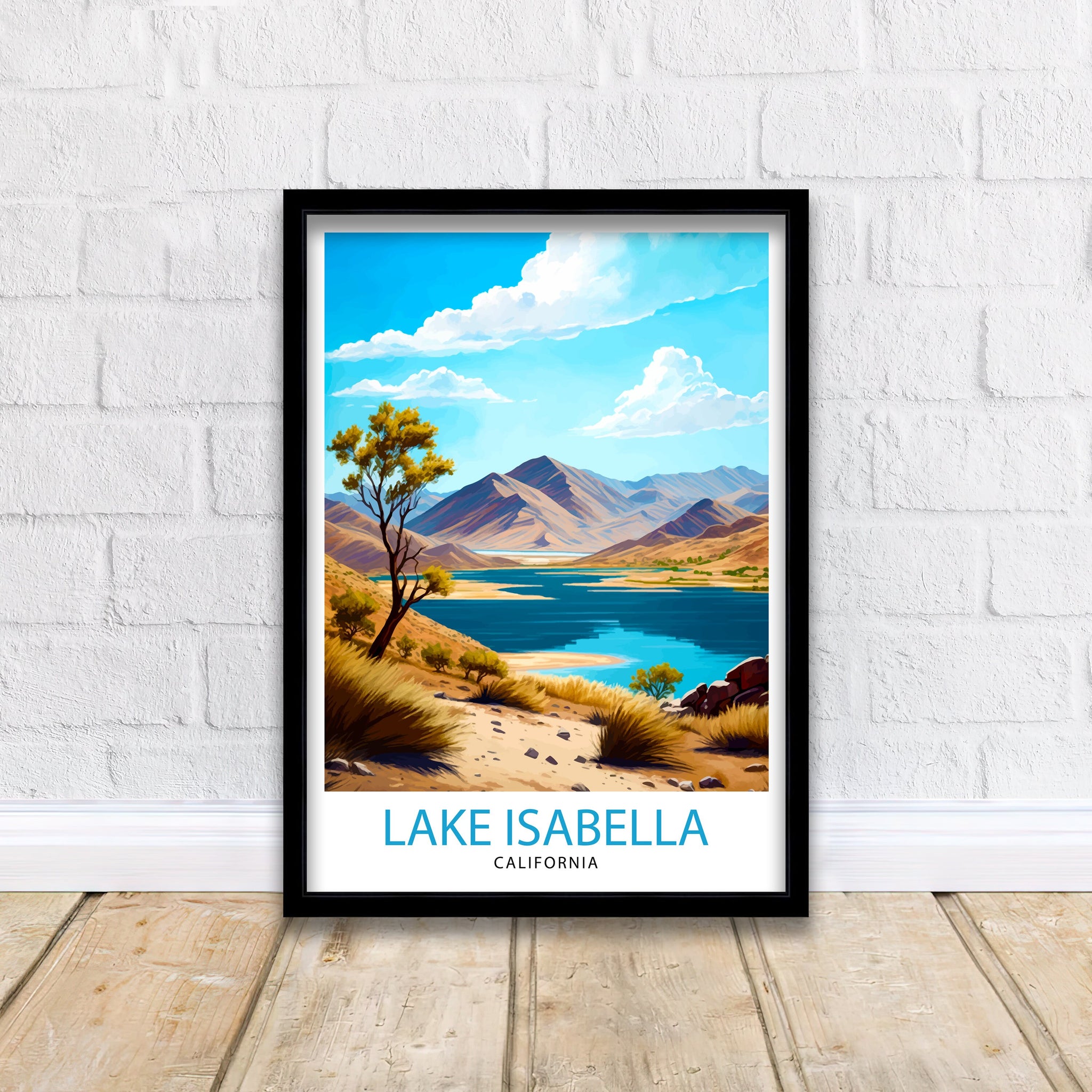 Lake Isabella California Travel Print| Lake Isabella Wall Decor Lake Isabella Home Living Decor California Illustration Travel Poster