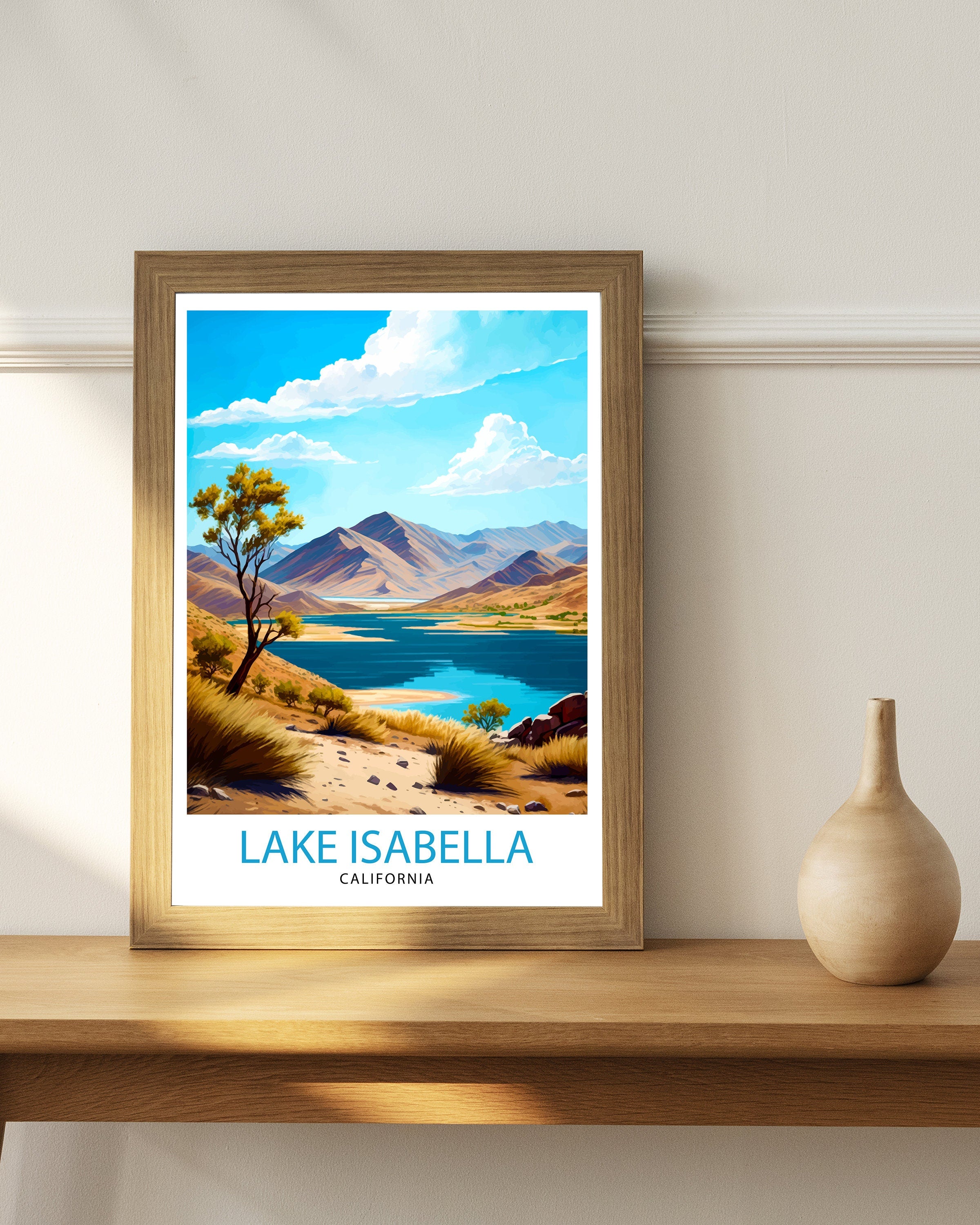 Lake Isabella California Travel Print| Lake Isabella Wall Decor Lake Isabella Home Living Decor California Illustration Travel Poster