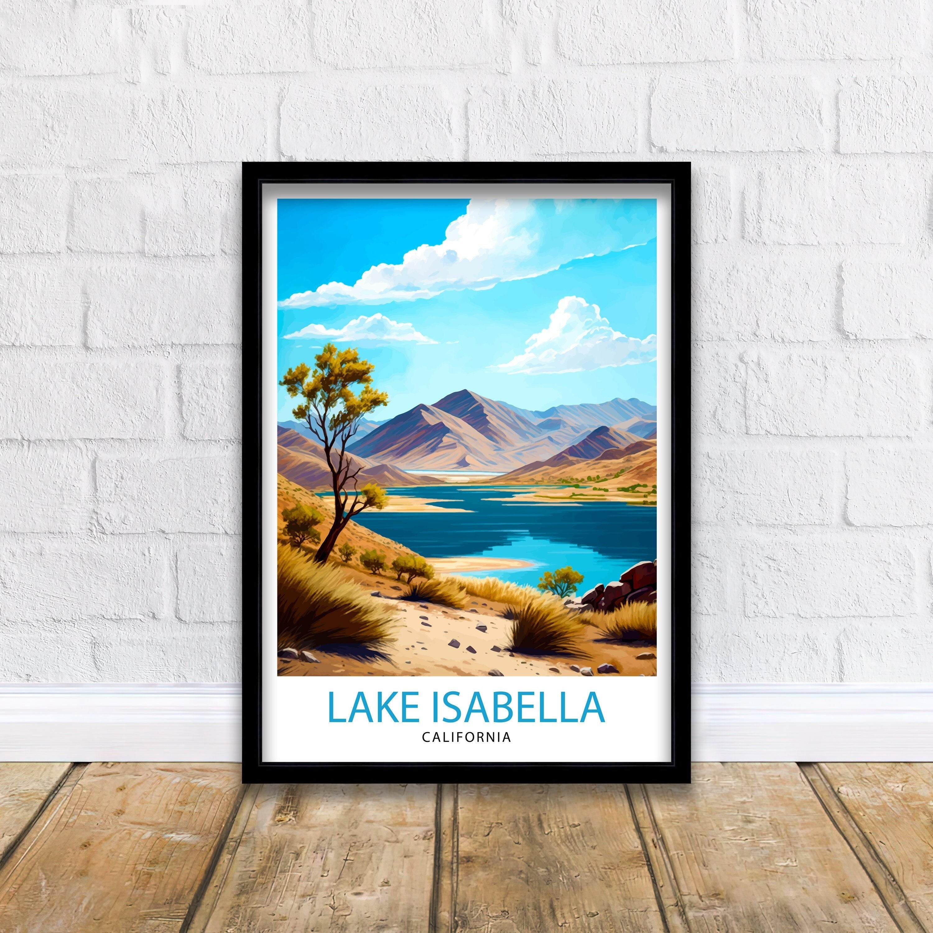 Lake Isabella California Travel Print| Lake Isabella Wall Decor Lake Isabella Home Living Decor California Illustration Travel Poster