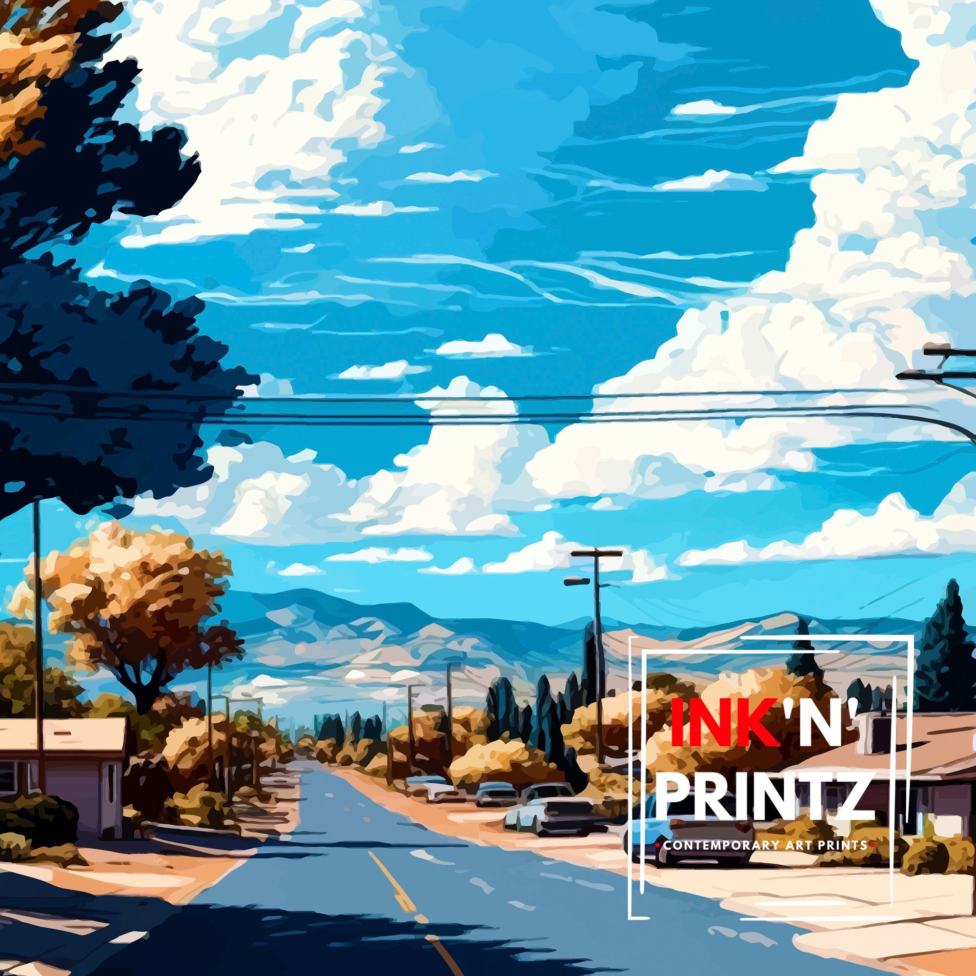 Santa Rosa California Travel Poster | Illustrated Wall Art Print