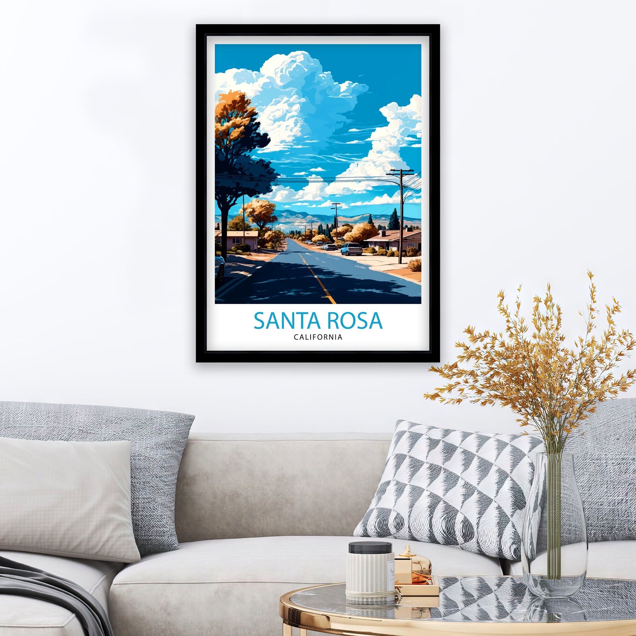 Santa Rosa California Travel Poster | Illustrated Wall Art Print