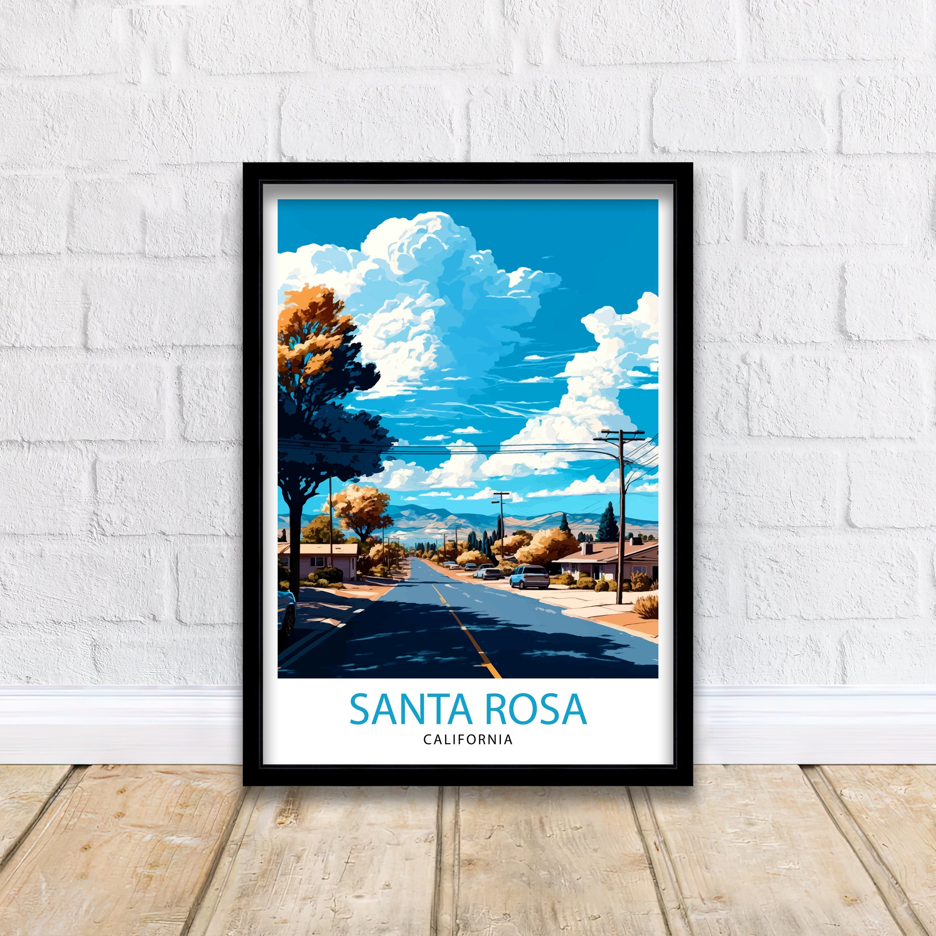 Santa Rosa California Travel Poster | Illustrated Wall Art Print