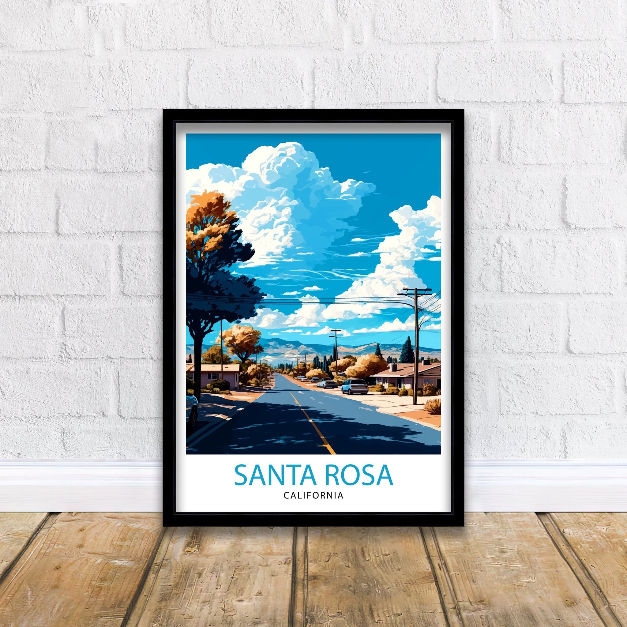 Santa Rosa California Travel Poster | Illustrated Wall Art Print
