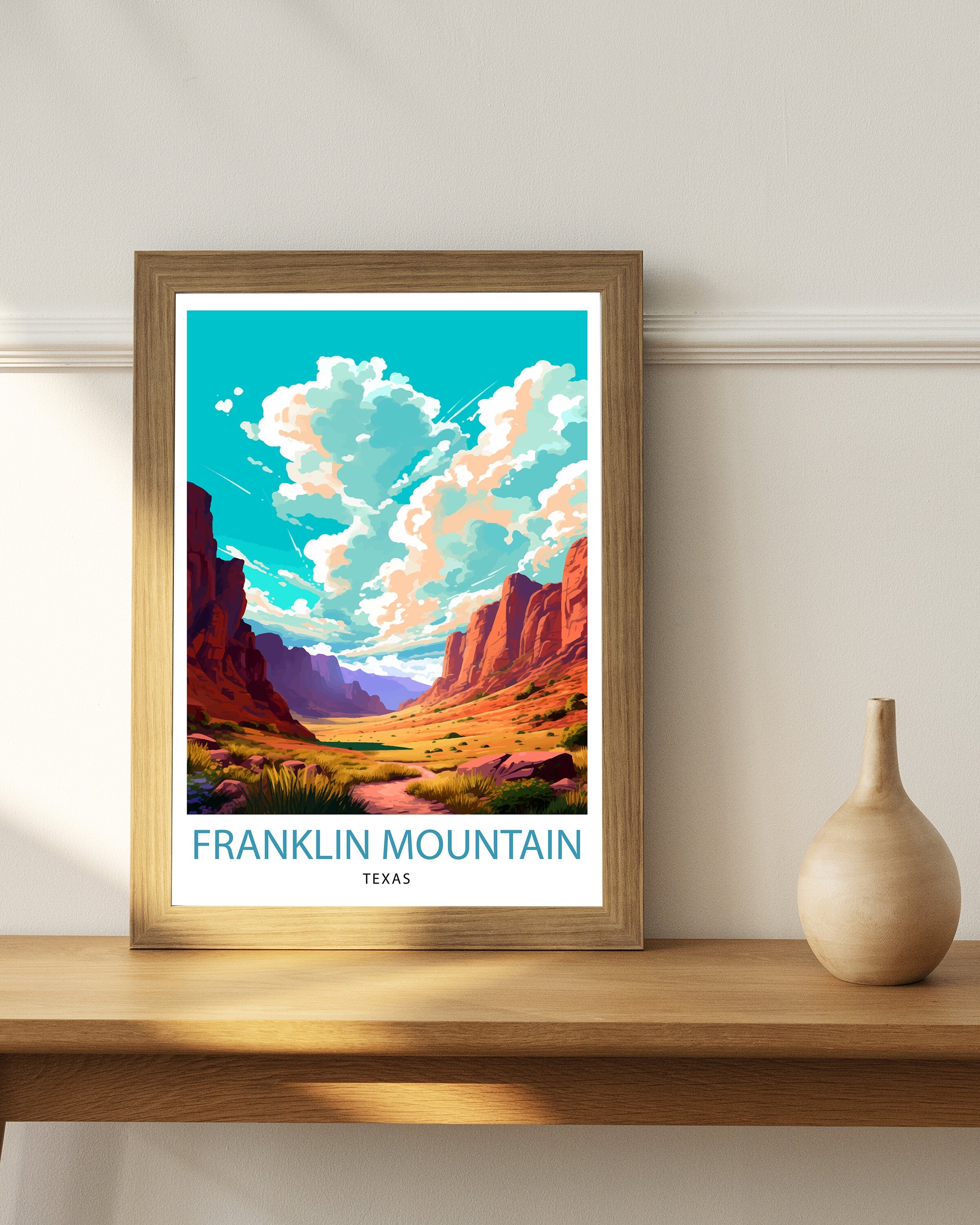 Franklin Mountain Texas Travel Print| Franklin Mountain Wall Decor Texas Travel Poster Franklin Mountain Gift Texas Home Decor