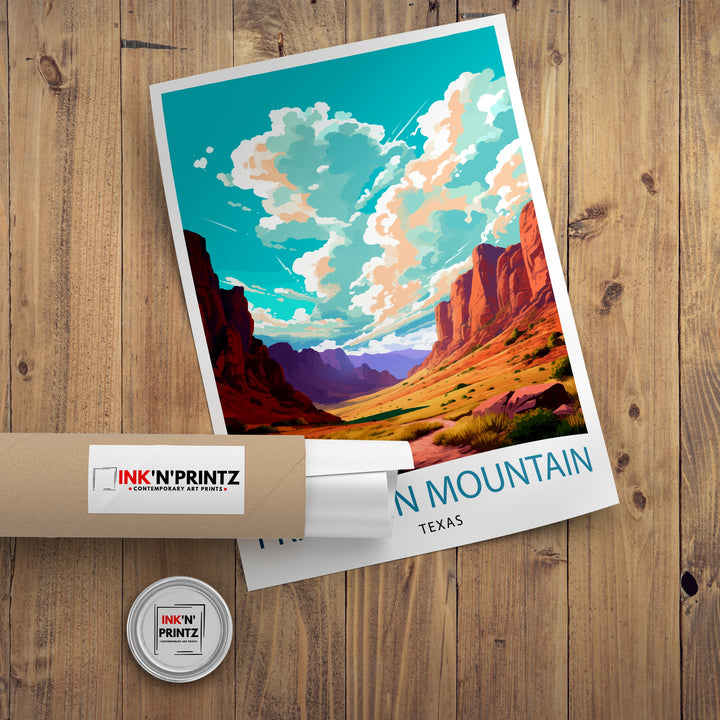 Franklin Mountain Texas Travel Poster