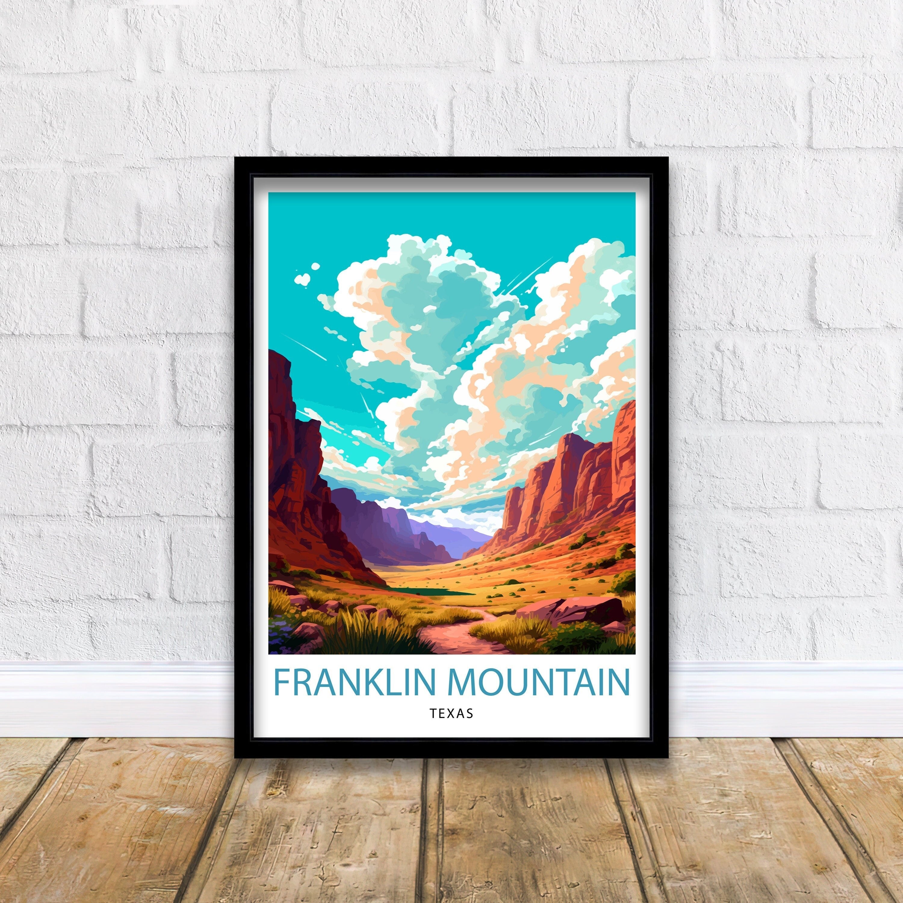 Franklin Mountain Texas Travel Print| Franklin Mountain Wall Decor Texas Travel Poster Franklin Mountain Gift Texas Home Decor