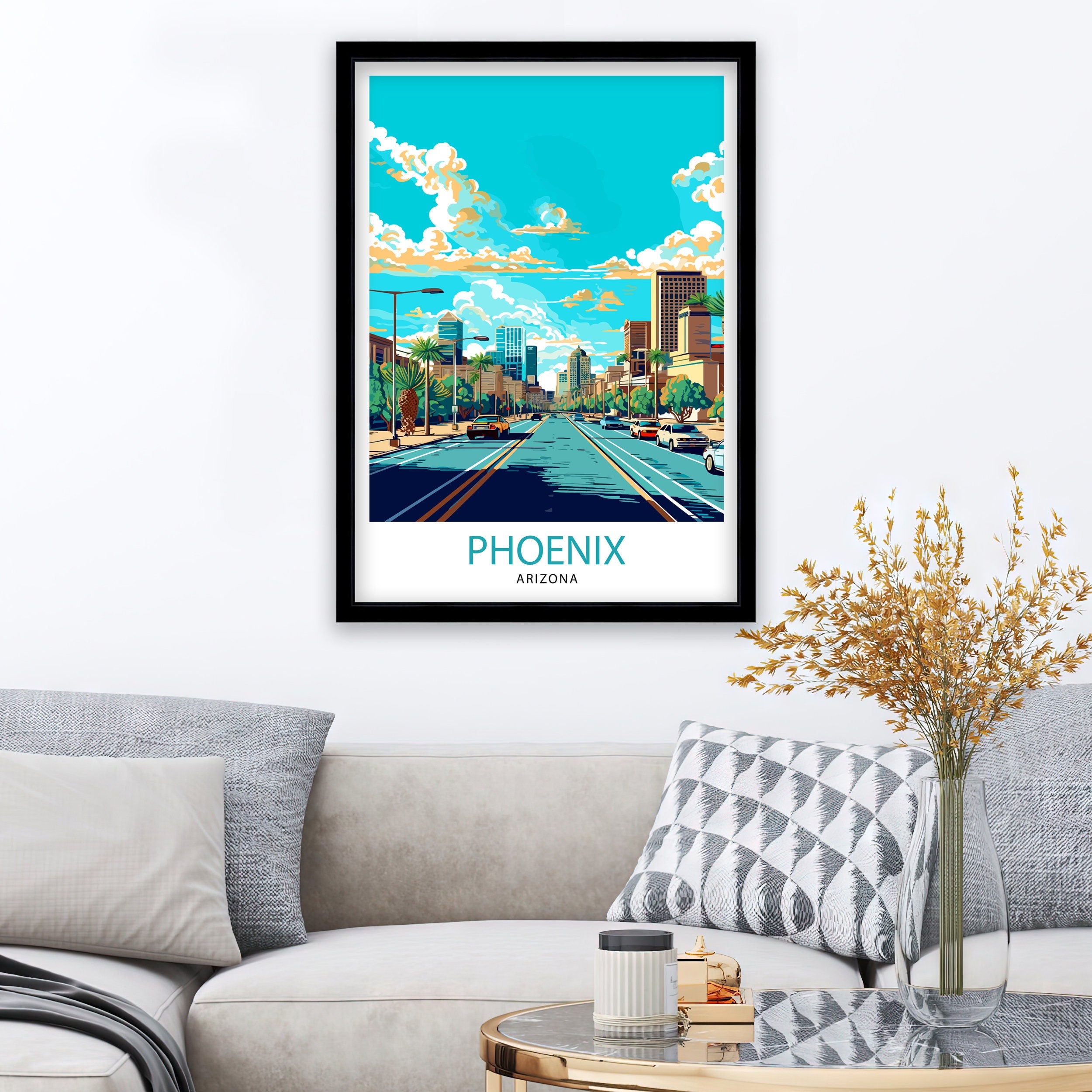 Phoenix Arizona Travel Print| Phoenix Wall Art Arizona Desert Print Travel Poster Gift Southwestern Home Decor