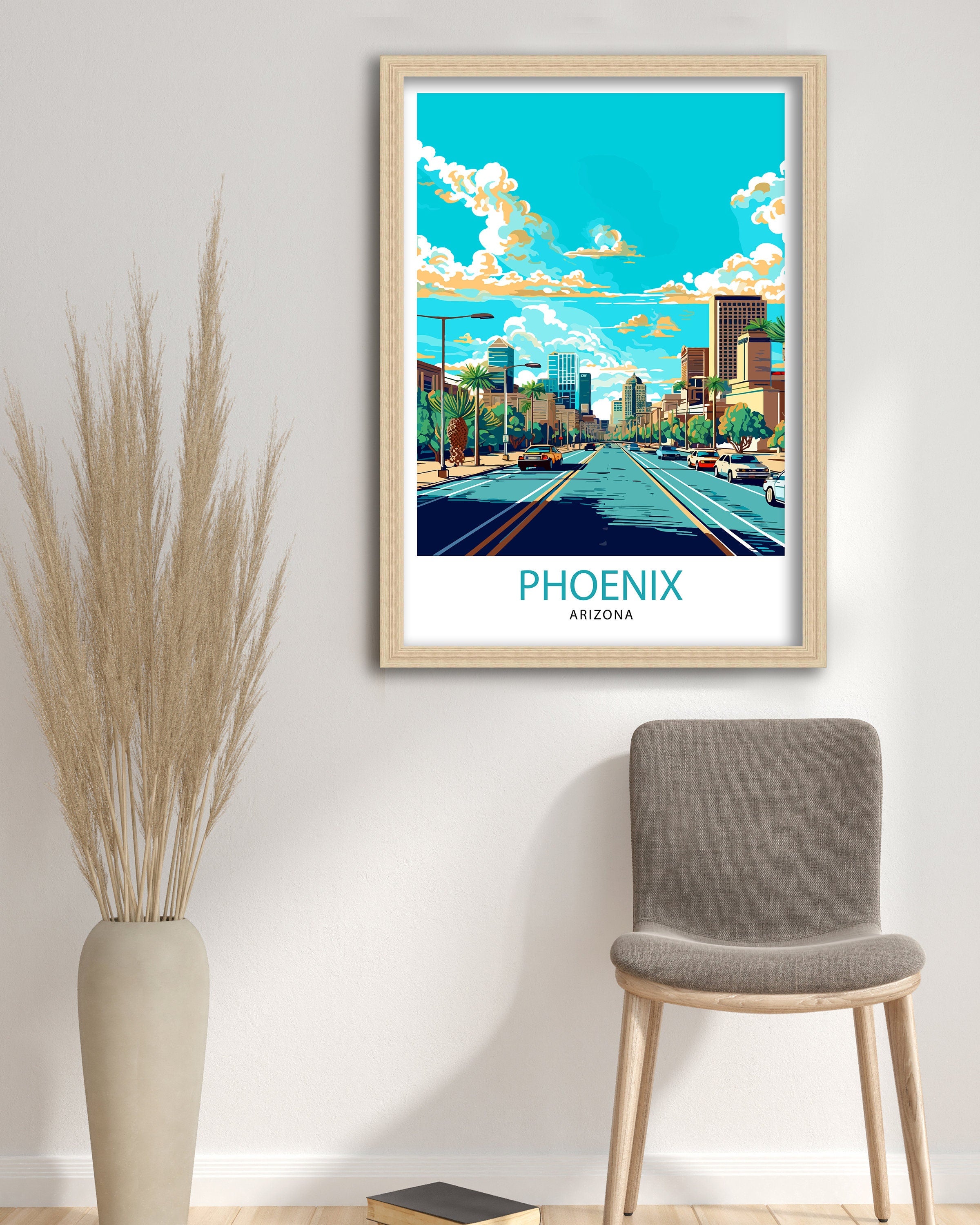 Phoenix Arizona Travel Print| Phoenix Wall Art Arizona Desert Print Travel Poster Gift Southwestern Home Decor