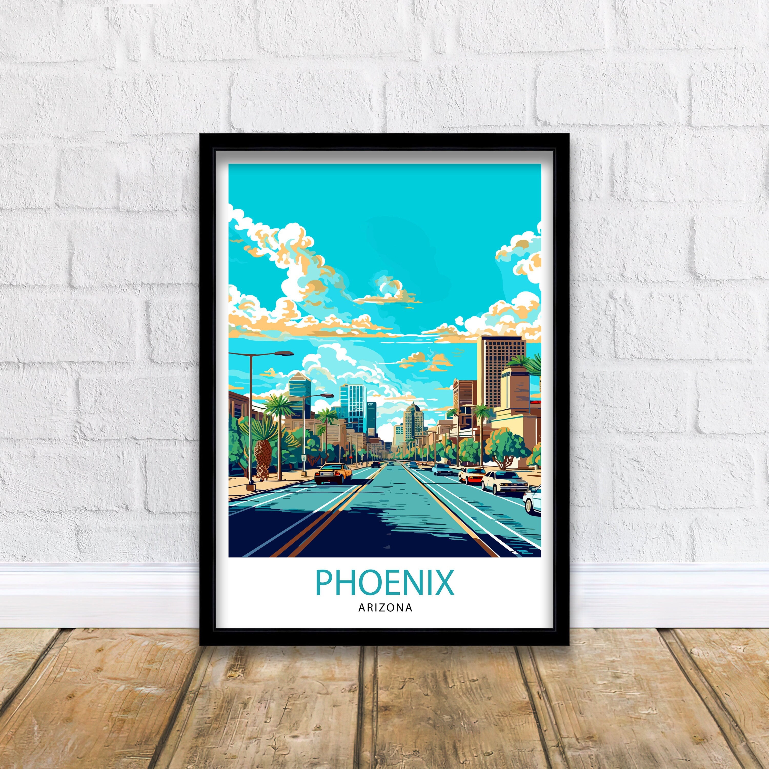 Phoenix Arizona Travel Print| Phoenix Wall Art Arizona Desert Print Travel Poster Gift Southwestern Home Decor